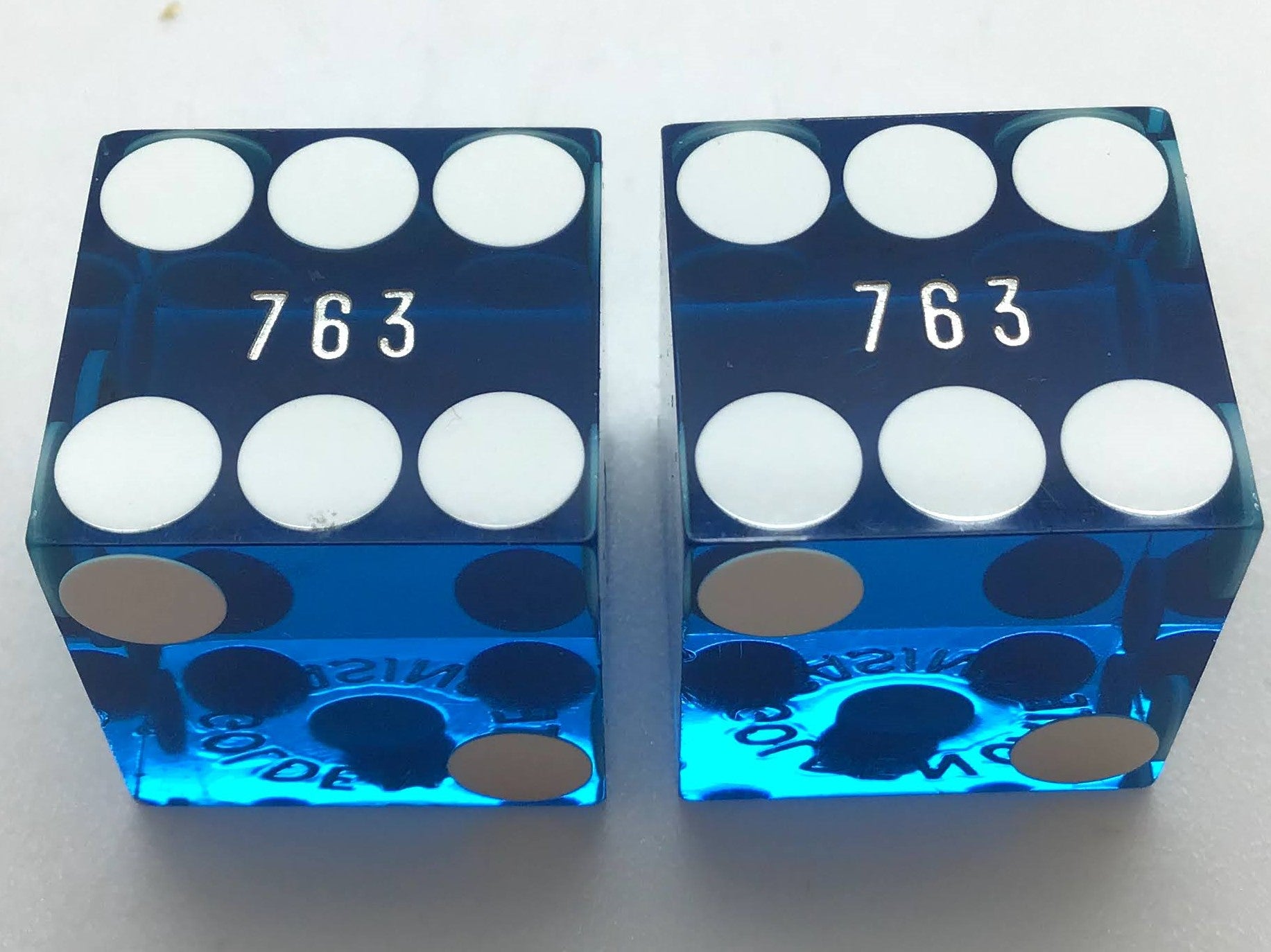 Golden Gate Casino Las Vegas Nevada Blue Dice Pair Matching Numbers