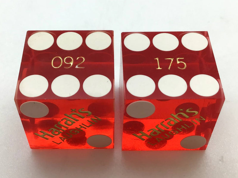 Harrah's Casino Laughlin Nevada Red Dice Pair Vintage