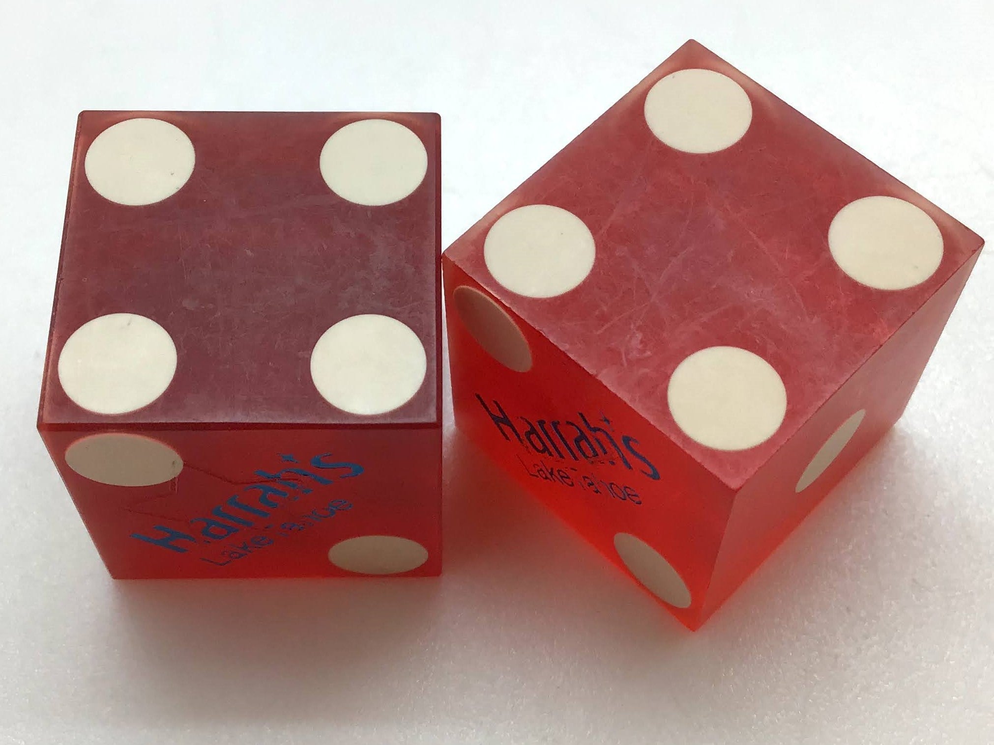 Harrah's Casino Lake Tahoe Nevada Red Dice Pair Vintage