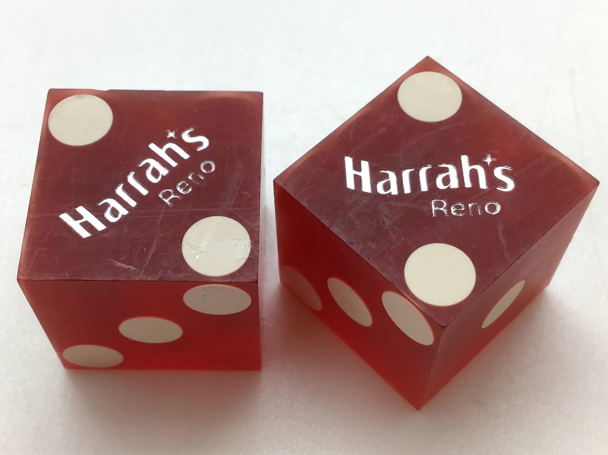 Harrah's Casino Reno Nevada Red Dice Pair Vintage