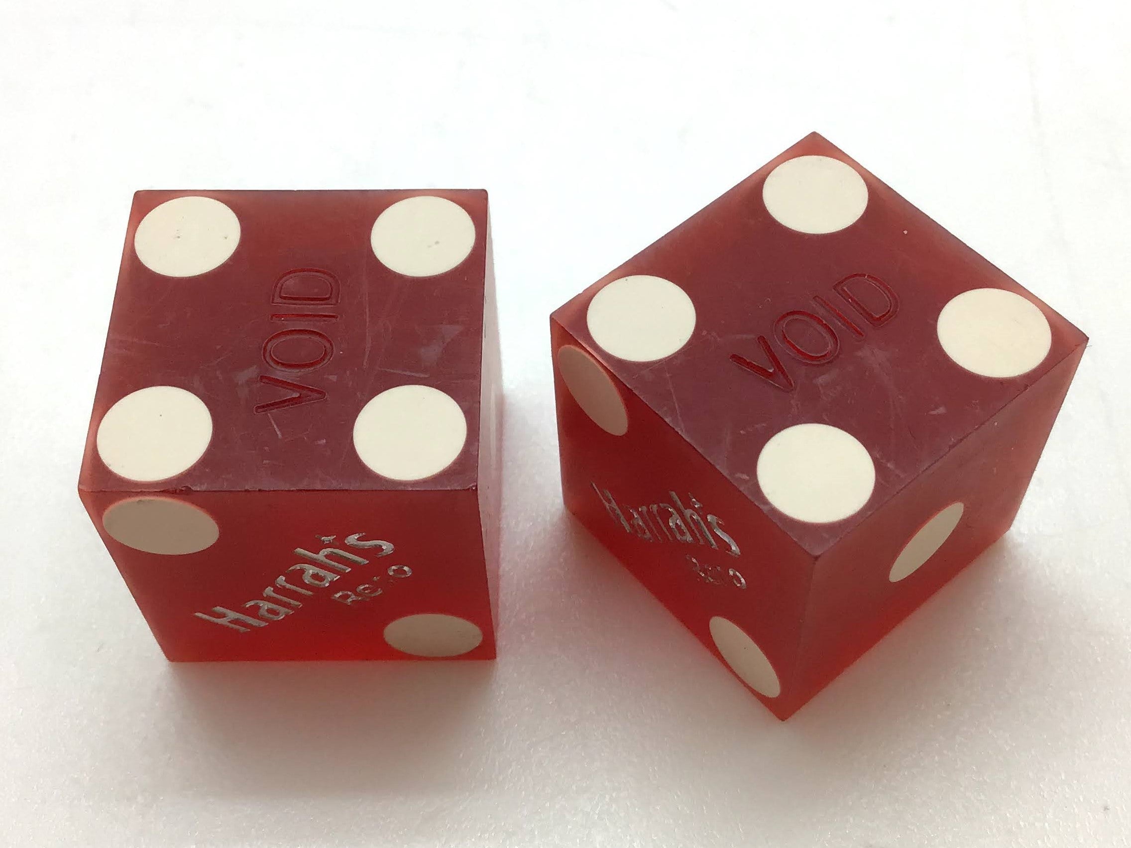 Harrah's Casino Reno Nevada Red Dice Pair Vintage