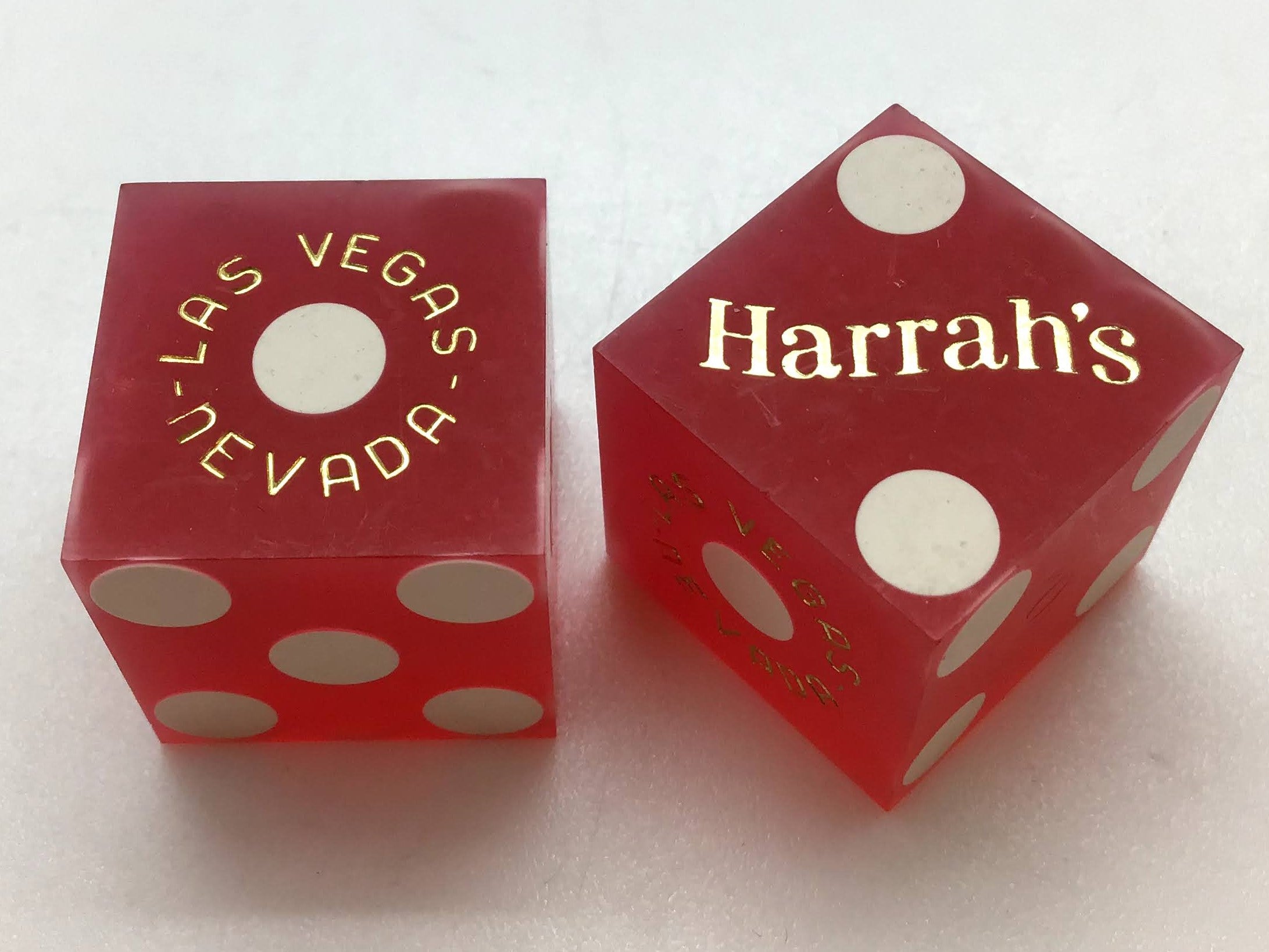 Harrah's Casino Las Vegas Nevada Red Dice Pair Vintage