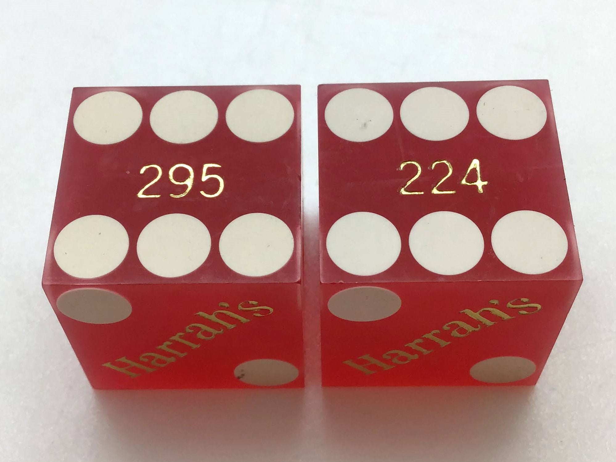 Harrah's Casino Las Vegas Nevada Red Dice Pair Vintage