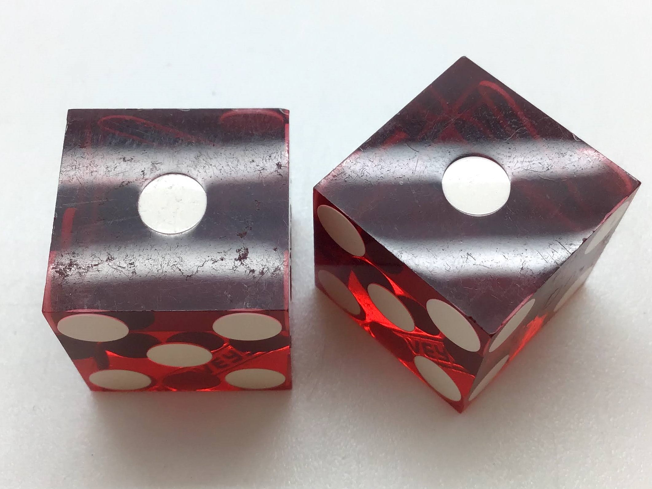 Harvey's Casino Lake Tahoe Nevada Red Dice Pair Vintage