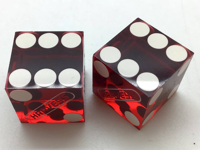 Harvey's Casino Lake Tahoe Nevada Red Dice Pair Vintage