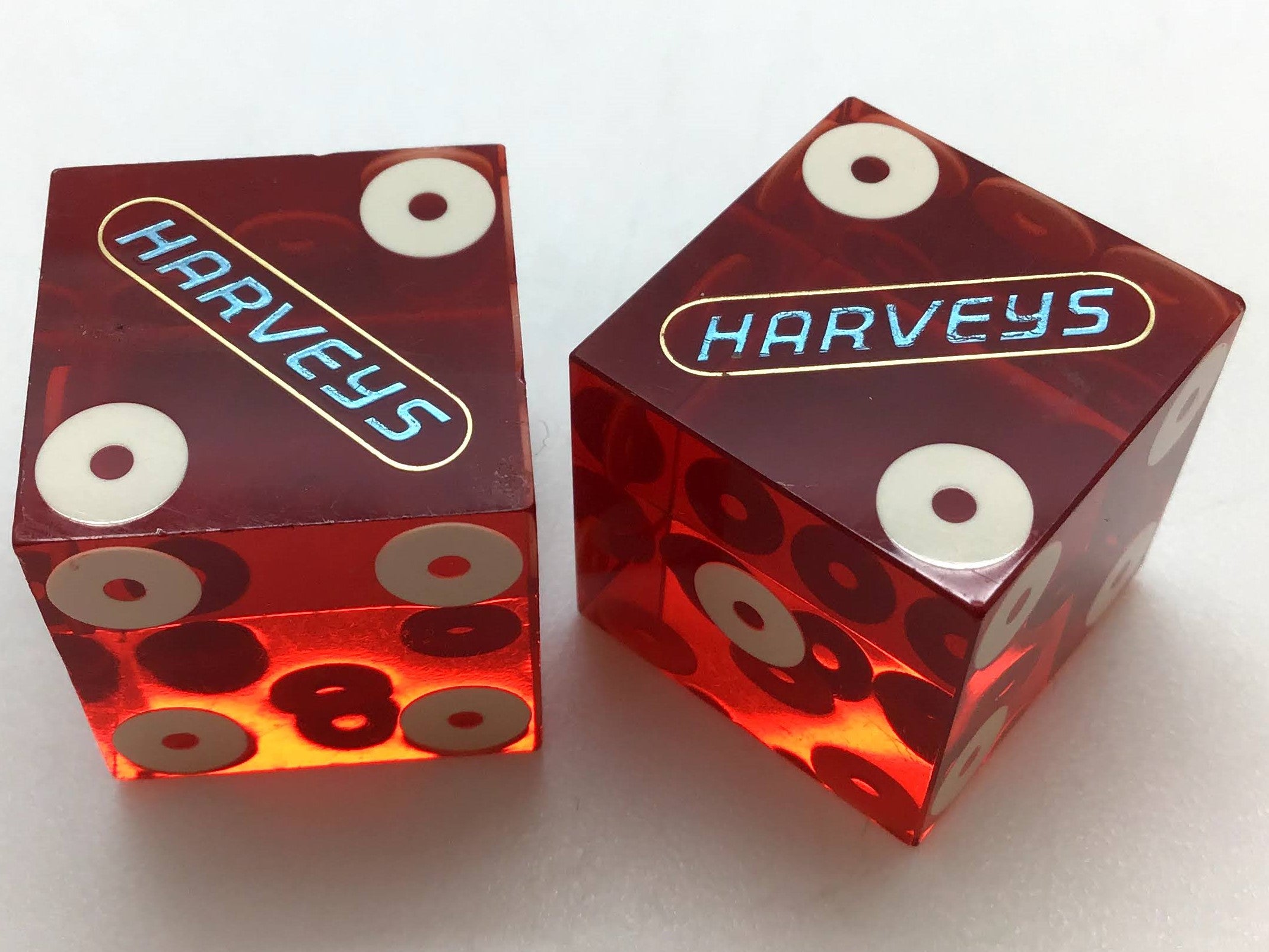 Harvey's Casino Lake Tahoe Nevada Red Dice Pair Vintage