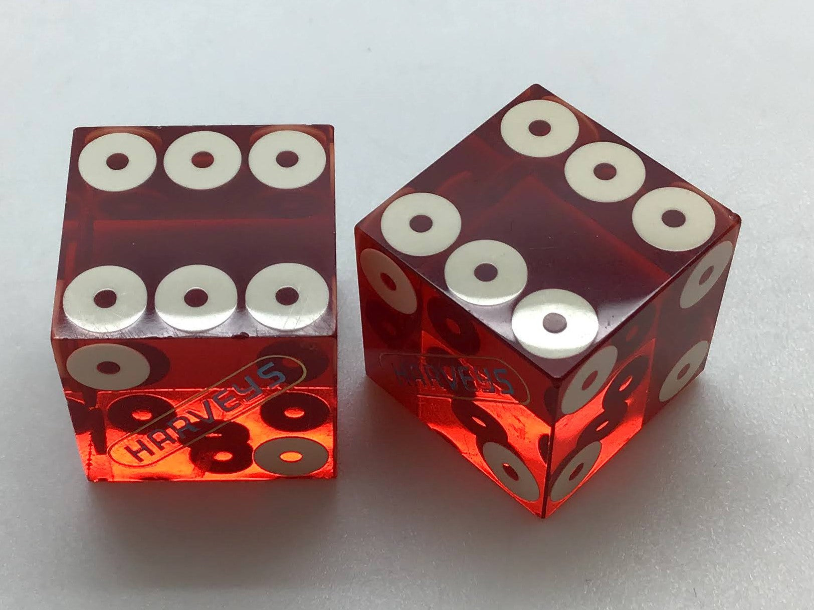 Harvey's Casino Lake Tahoe Nevada Red Dice Pair Vintage