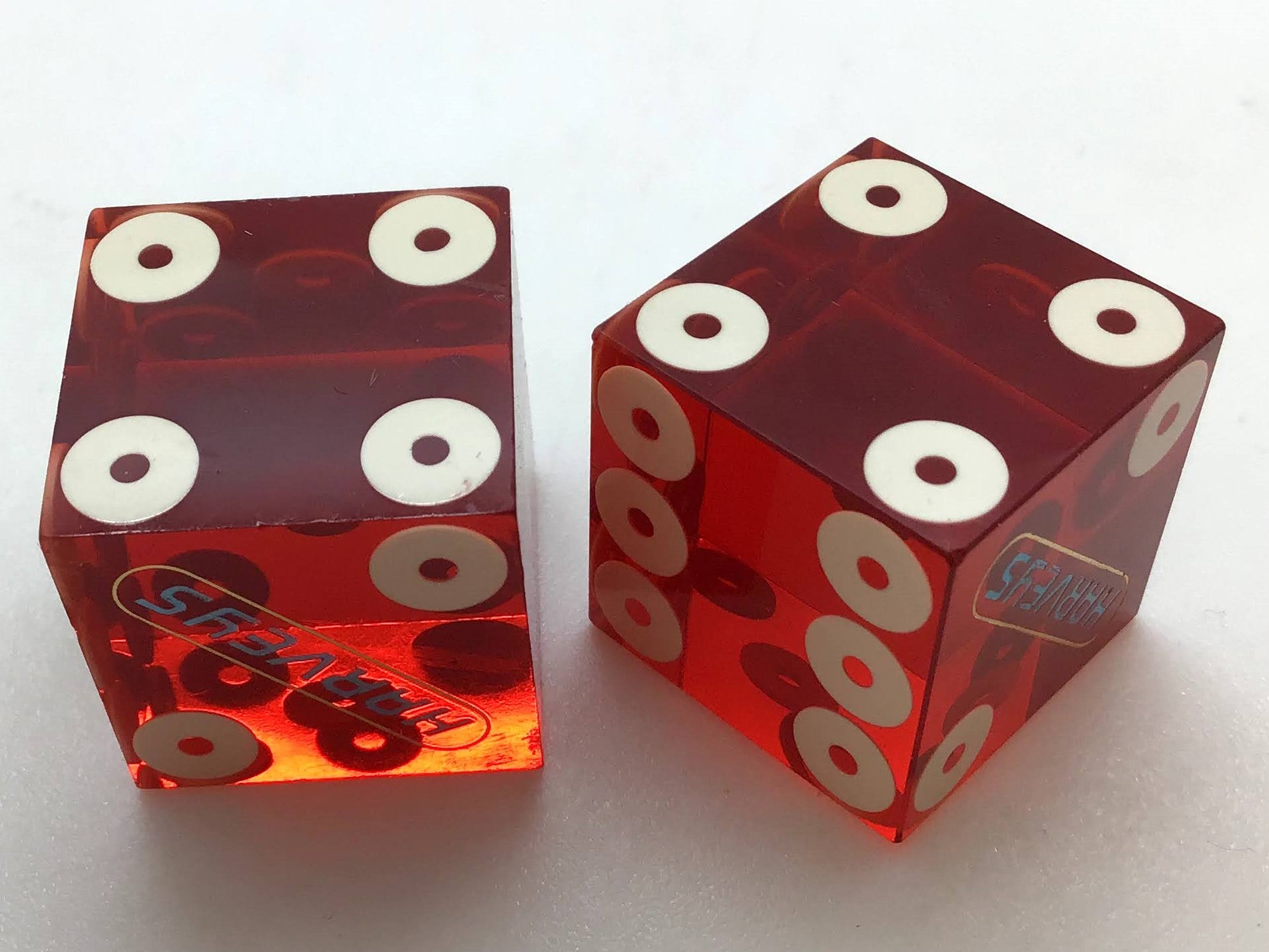 Harvey's Casino Lake Tahoe Nevada Red Dice Pair Vintage