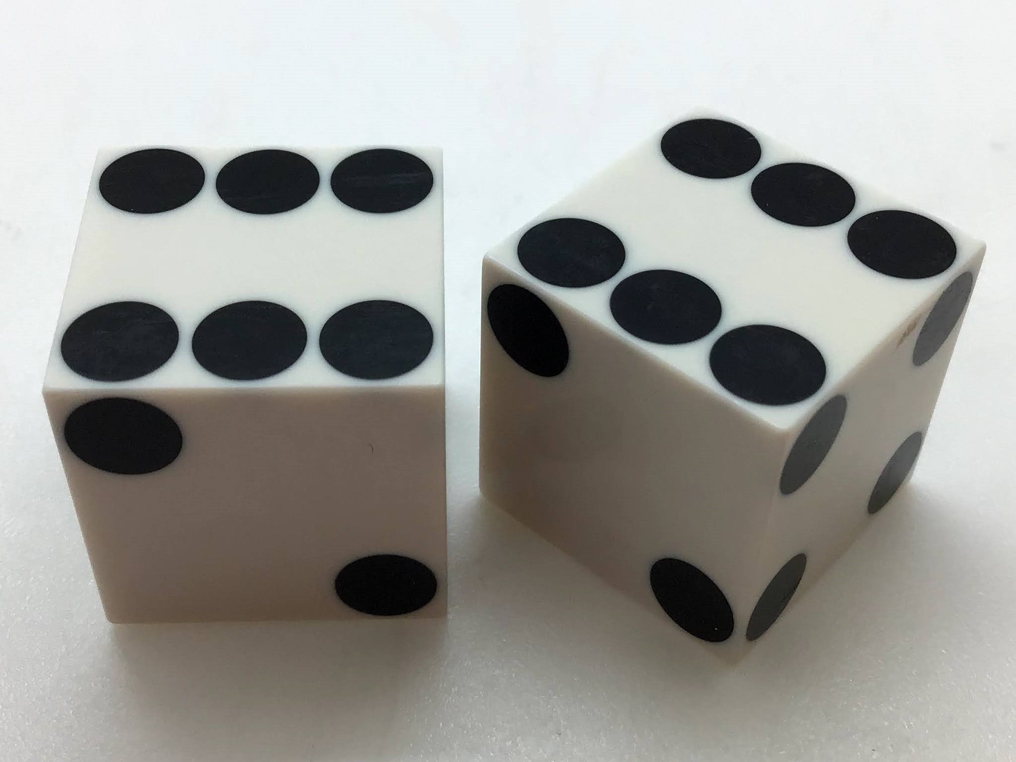 Harvey's Lake Tahoe Nevada White Dice Pair Purple Inlay