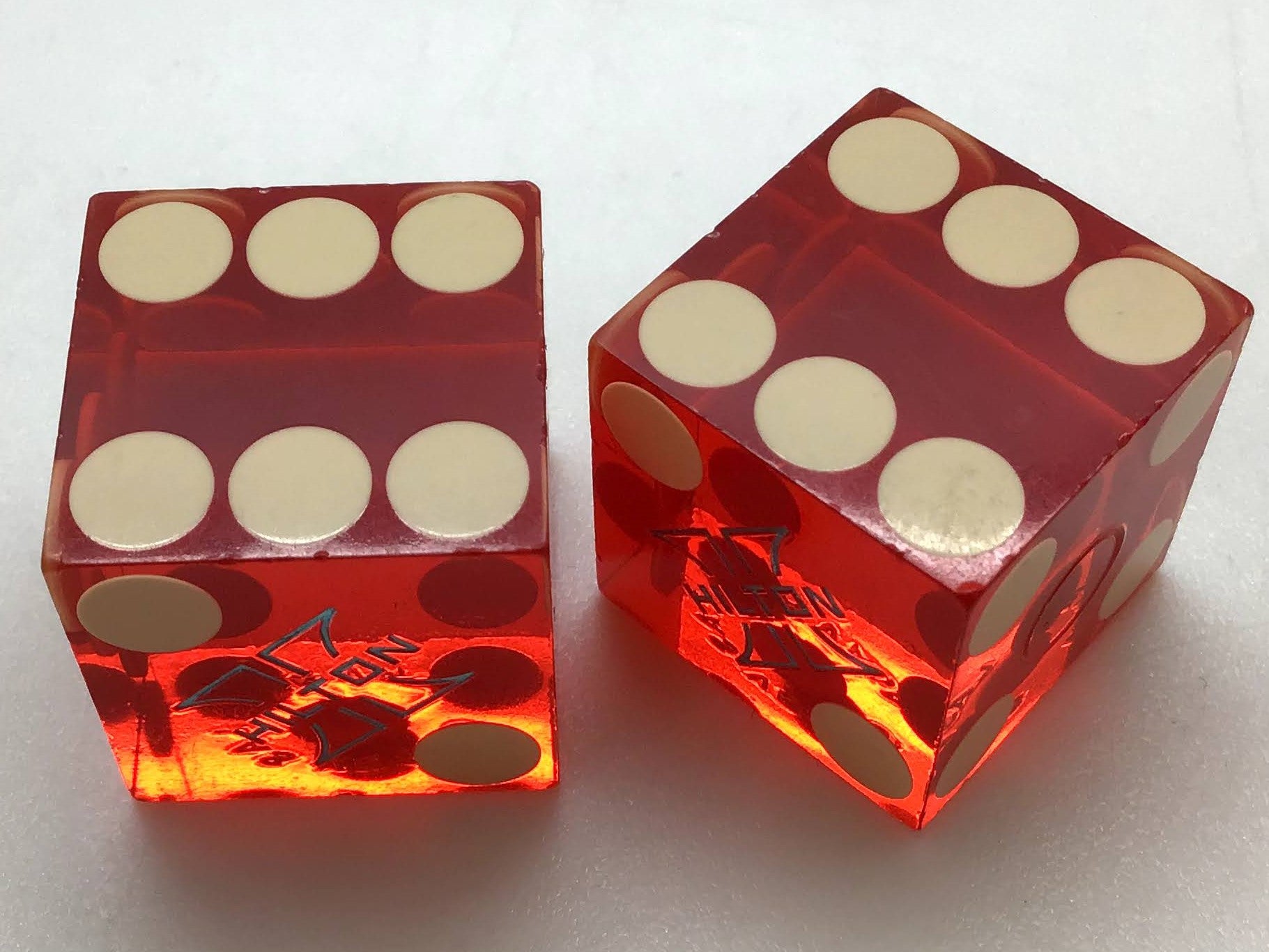 Hilton Casino Las Vegas Nevada Red Dice Pair Vintage