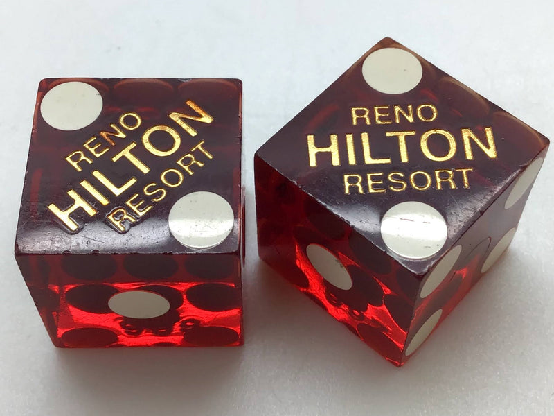 Hilton Casino Reno Nevada Red Dice Pair Vintage