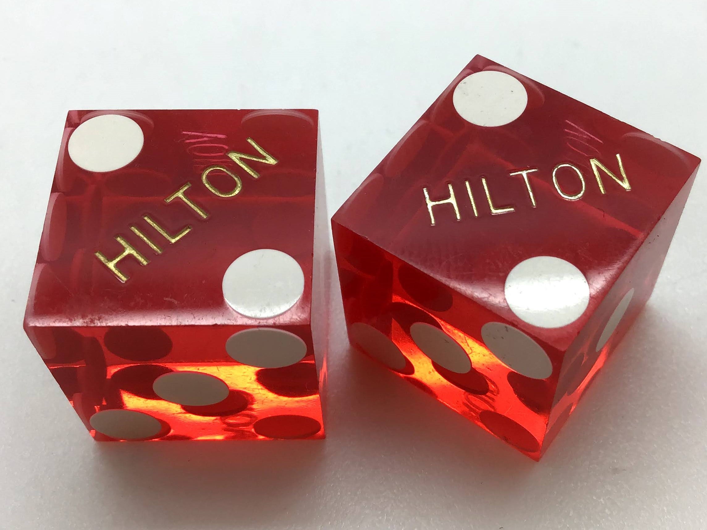 Hilton Casino Las Vegas Nevada Red Dice Pair Vintage