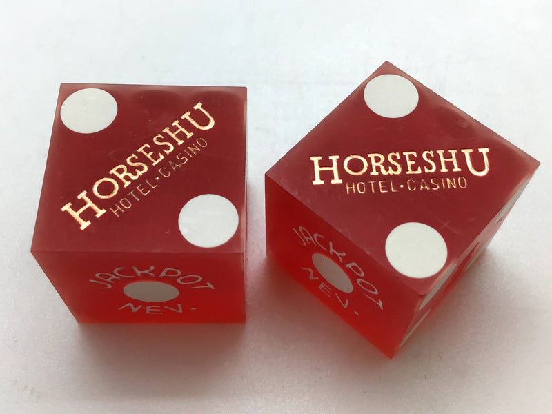 Horseshu Casino Jackpot Nevada Red Dice Pair Vintage