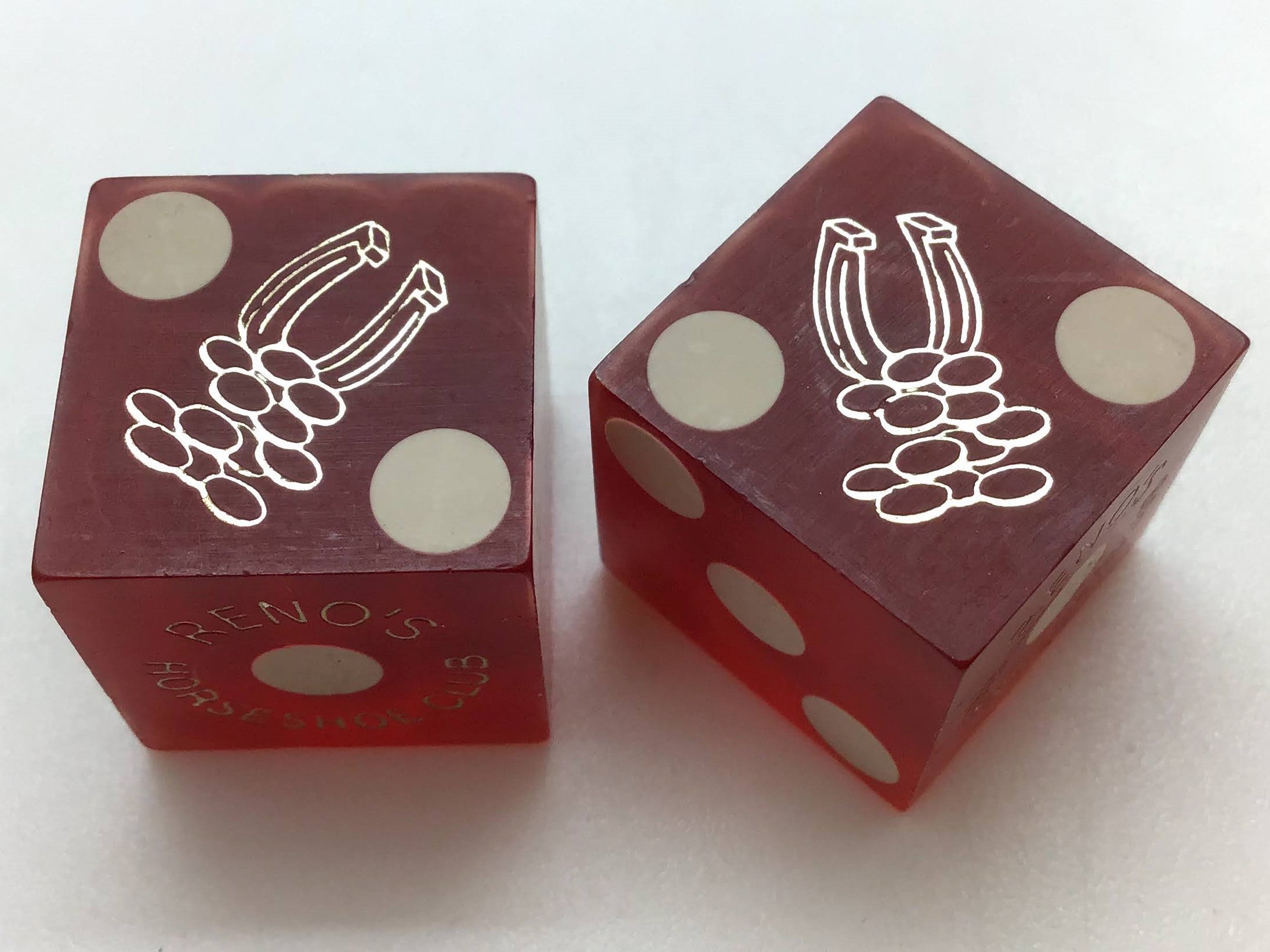 Horseshoe Club Reno Nevada Red Dice Pair Vintage