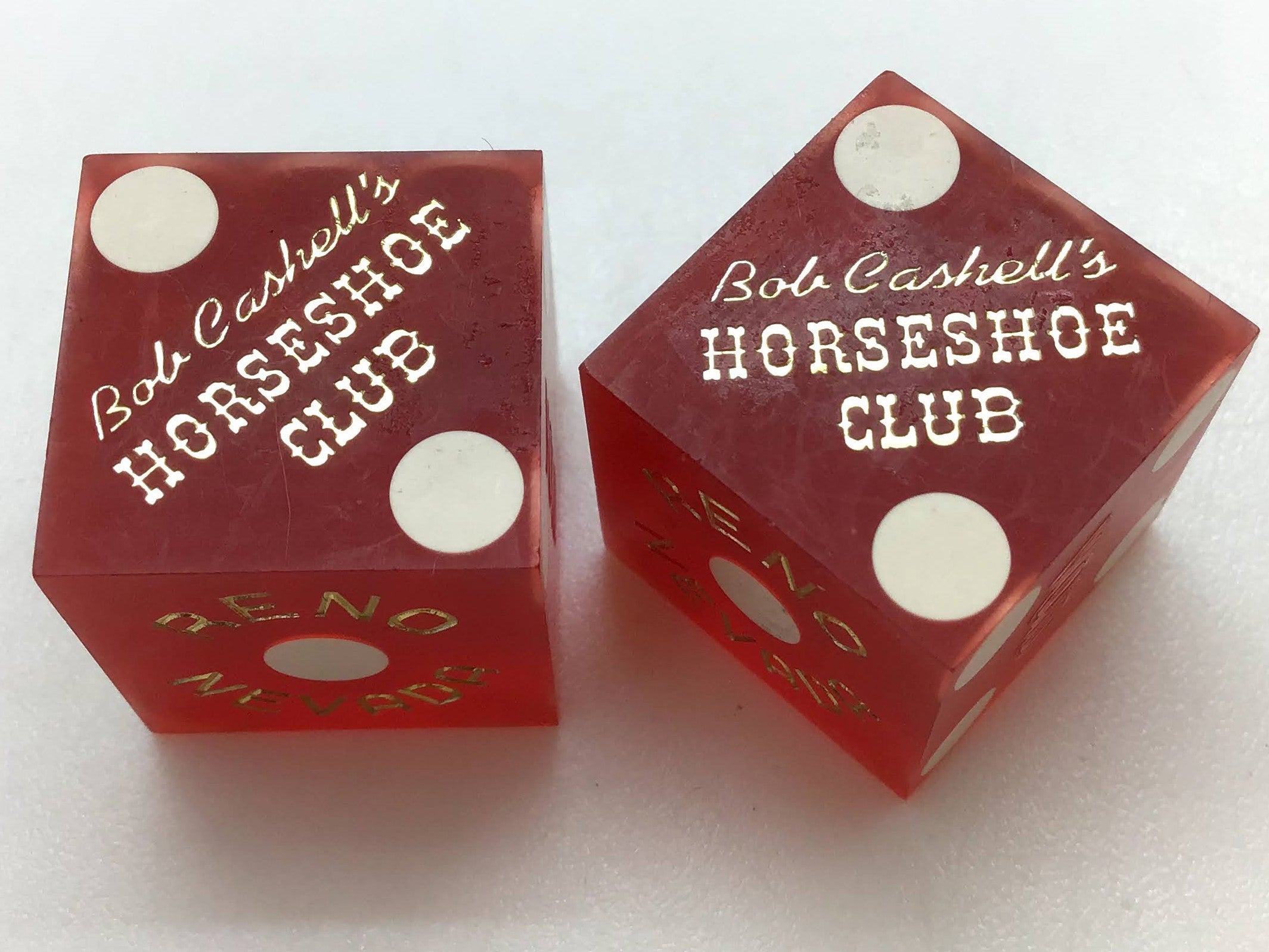 Horseshoe Club Reno Nevada Red Dice Pair Vintage