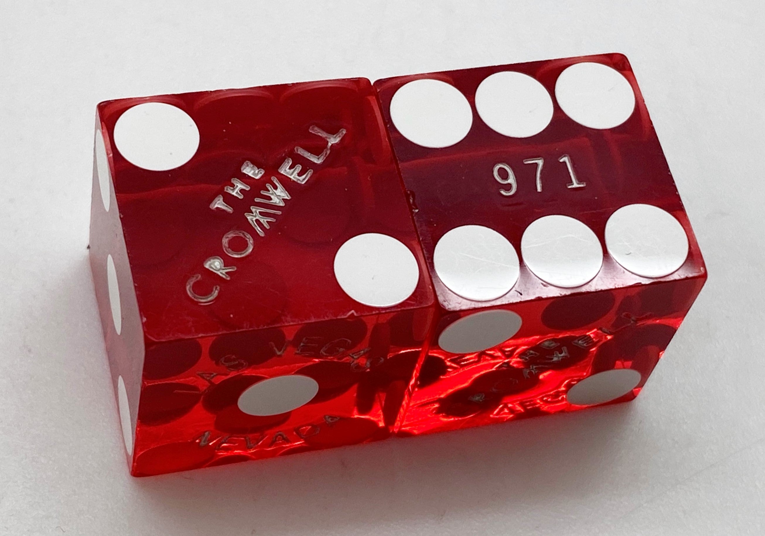 Cromwell Casino Las Vegas Nevada Red Dice Pair Matching Numbers