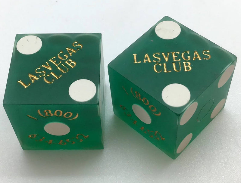 Las Vegas Club Nevada Green Dice Pair Matching Numbers