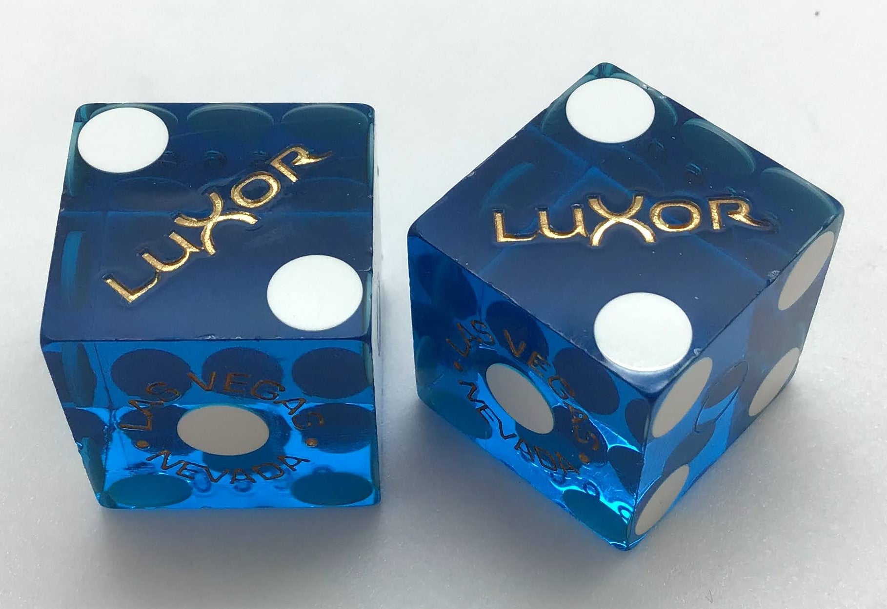 Luxor Las Vegas Nevada Blue Dice Pair Matching Numbers