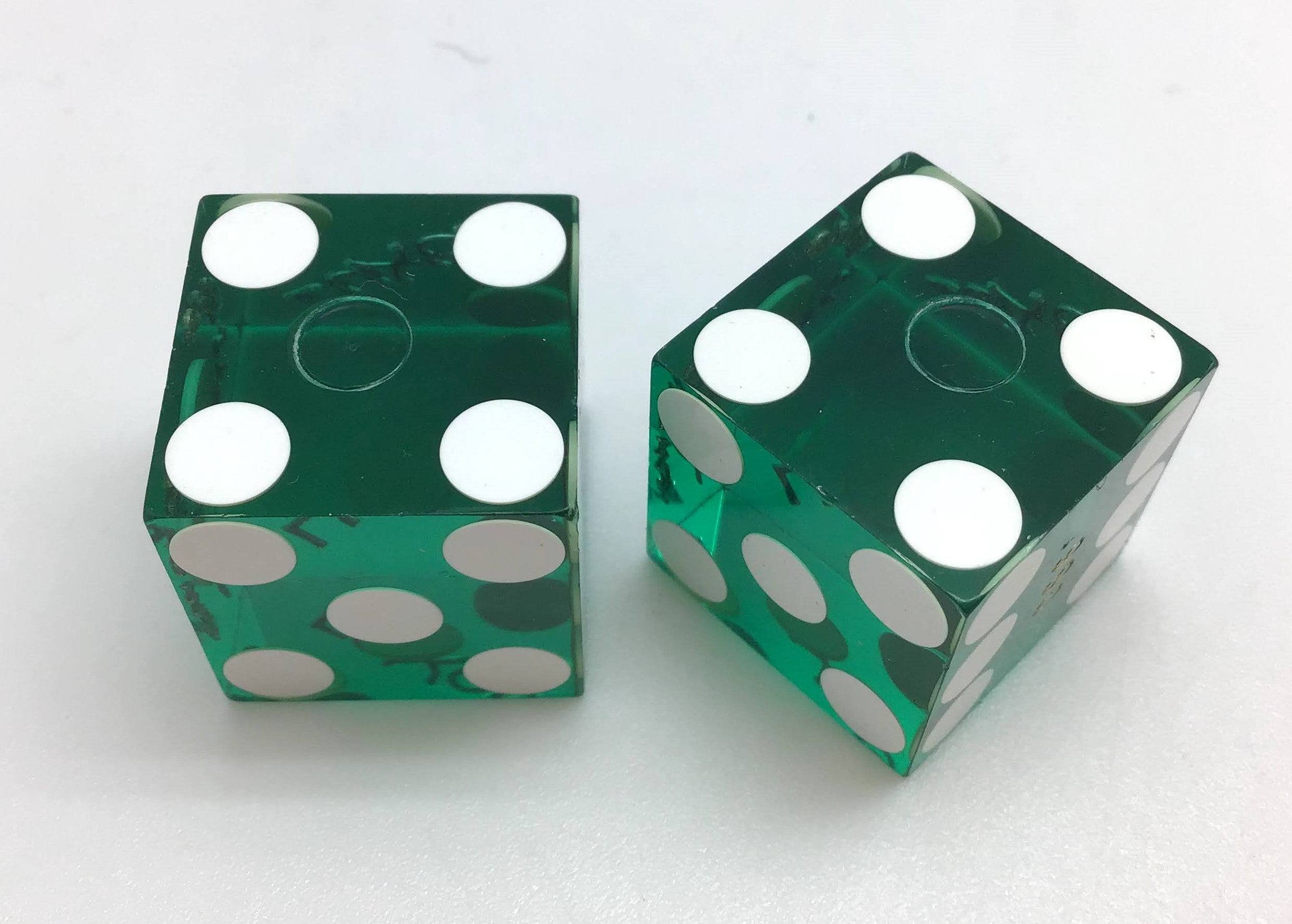 Luxor Las Vegas Nevada Green Dice Pair Matching Numbers