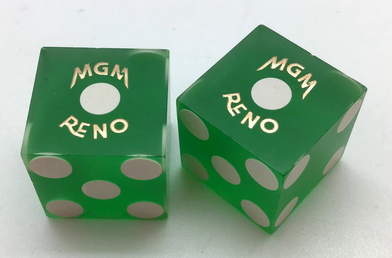 MGM Grand Casino Reno Nevada Green Dice Pair