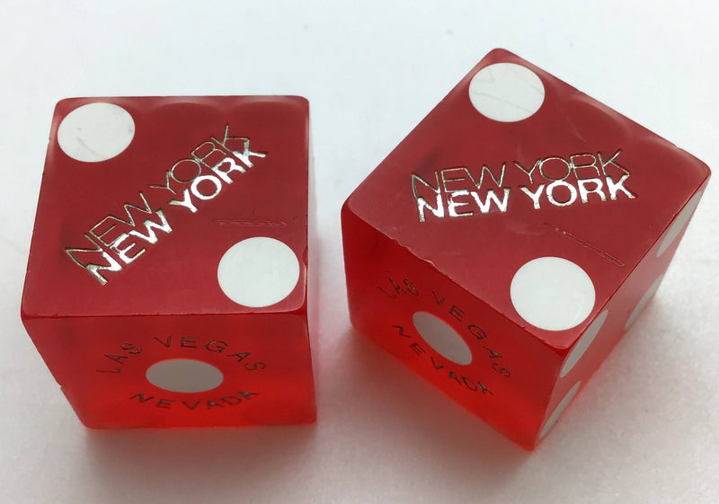 New York New York Las Vegas Nevada Dice Pair Red Matching Numbers