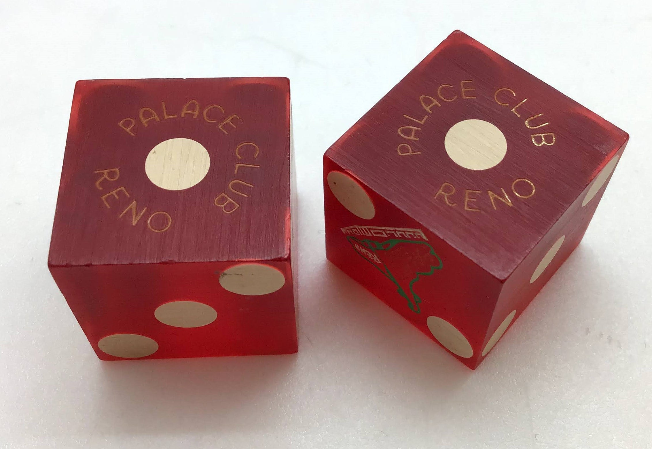 Palace Club Casino Reno Nevada Dice Pair Red