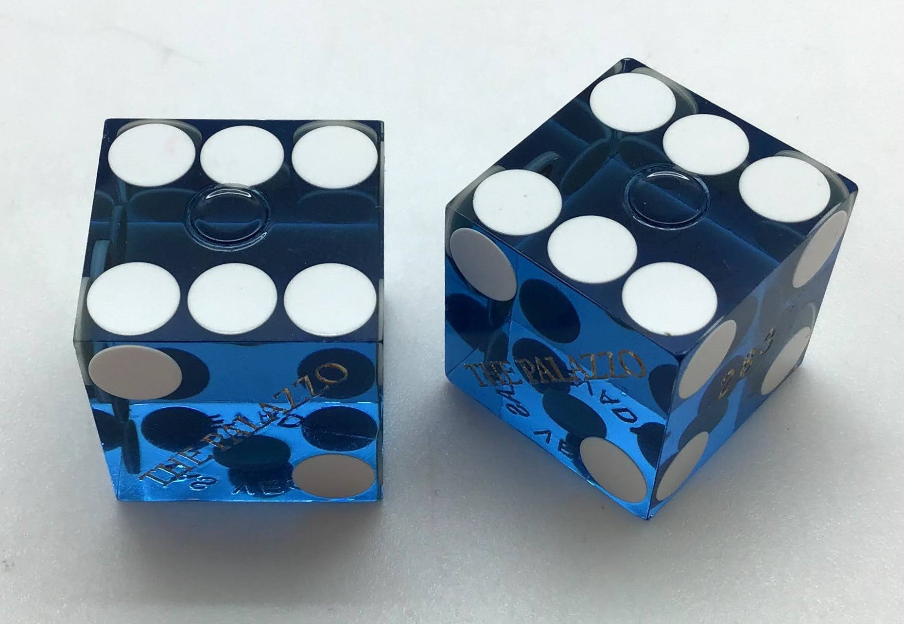 Palazzo Casino Las Vegas Nevada Dice Pair Blue Matching Numbers