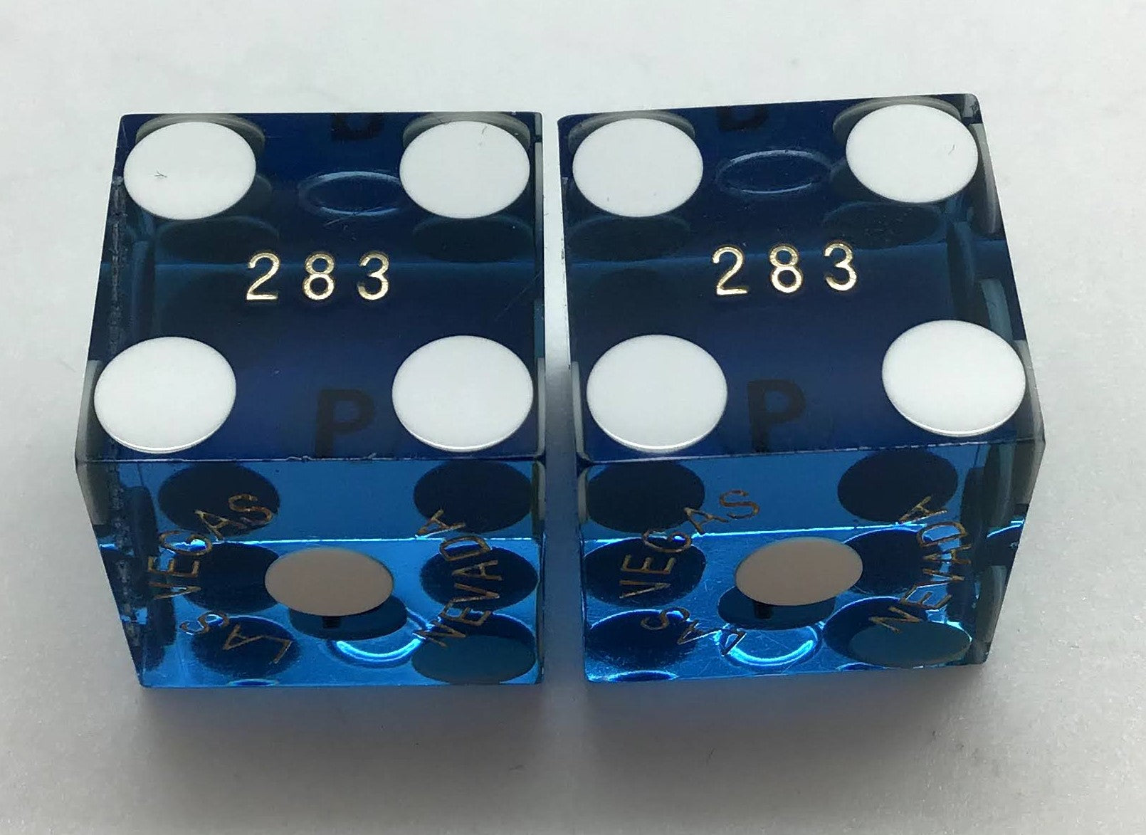 Palazzo Casino Las Vegas Nevada Dice Pair Blue Matching Numbers