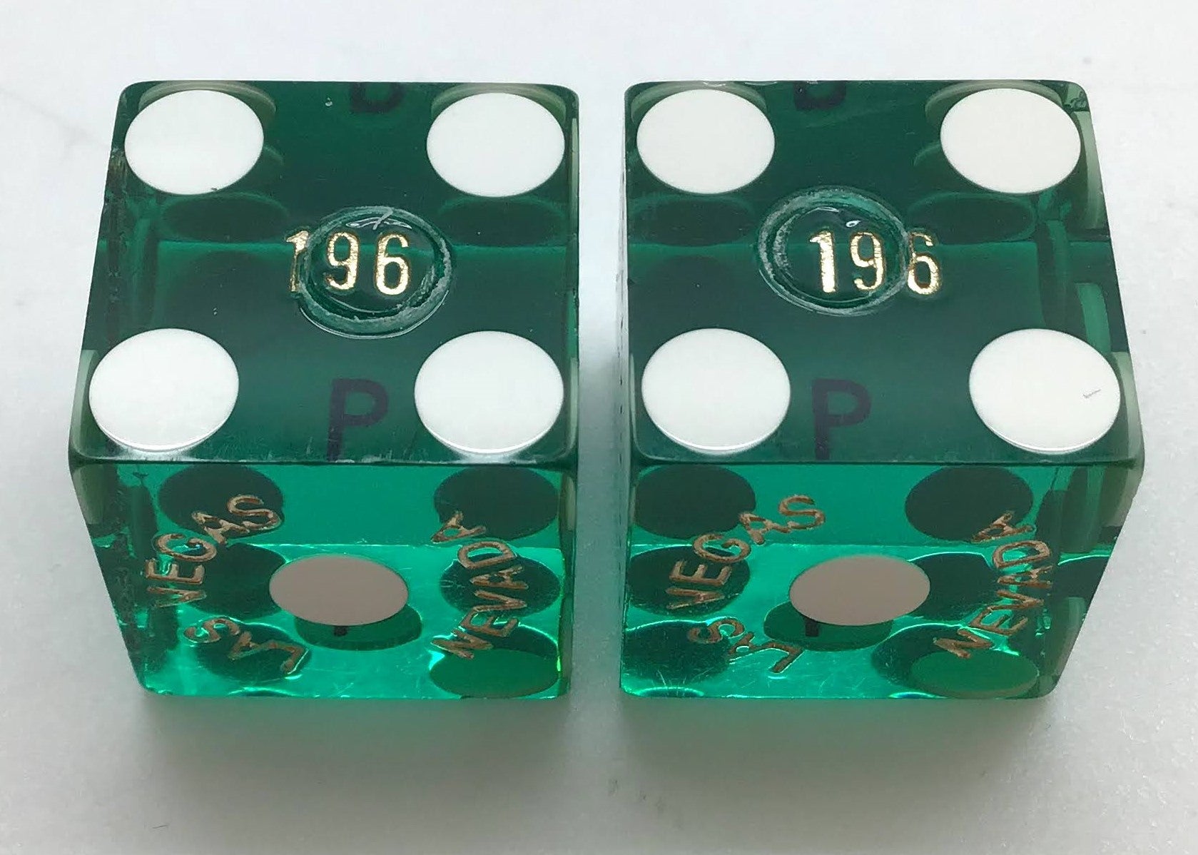 Palazzo Casino Las Vegas Nevada Dice Pair Green Matching Numbers