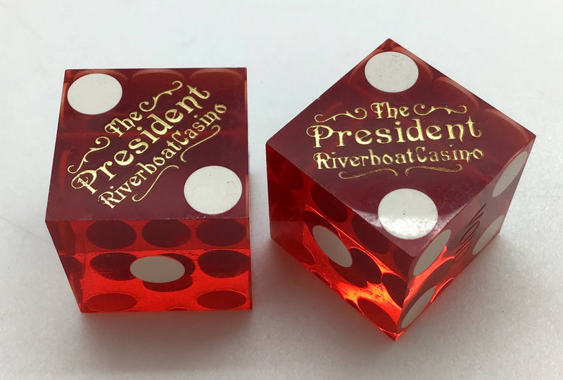The President Casino Davenport Iowa Dice Pair Red