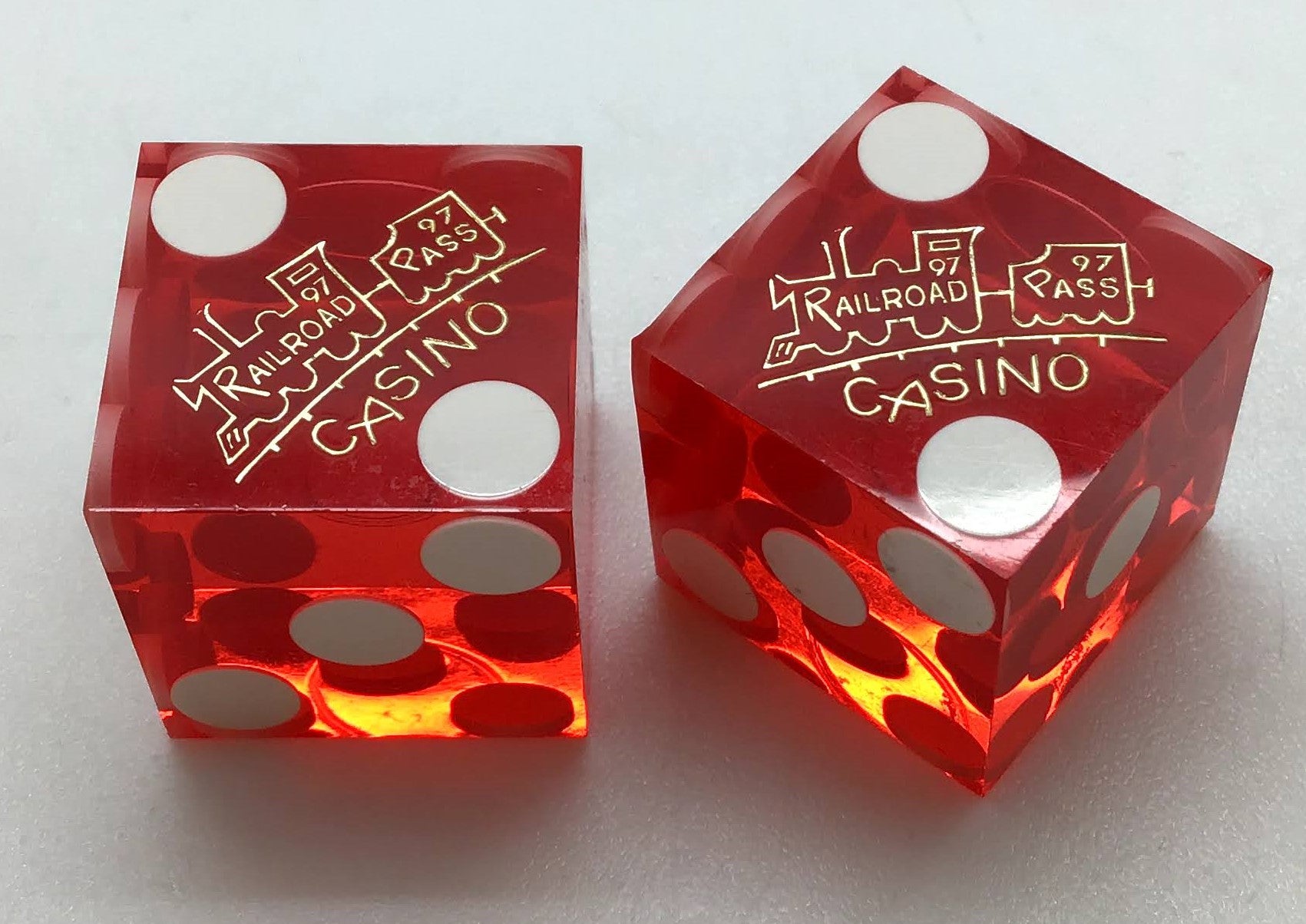 Railroad Pass Casino Las Vegas Nevada Dice Pair Red