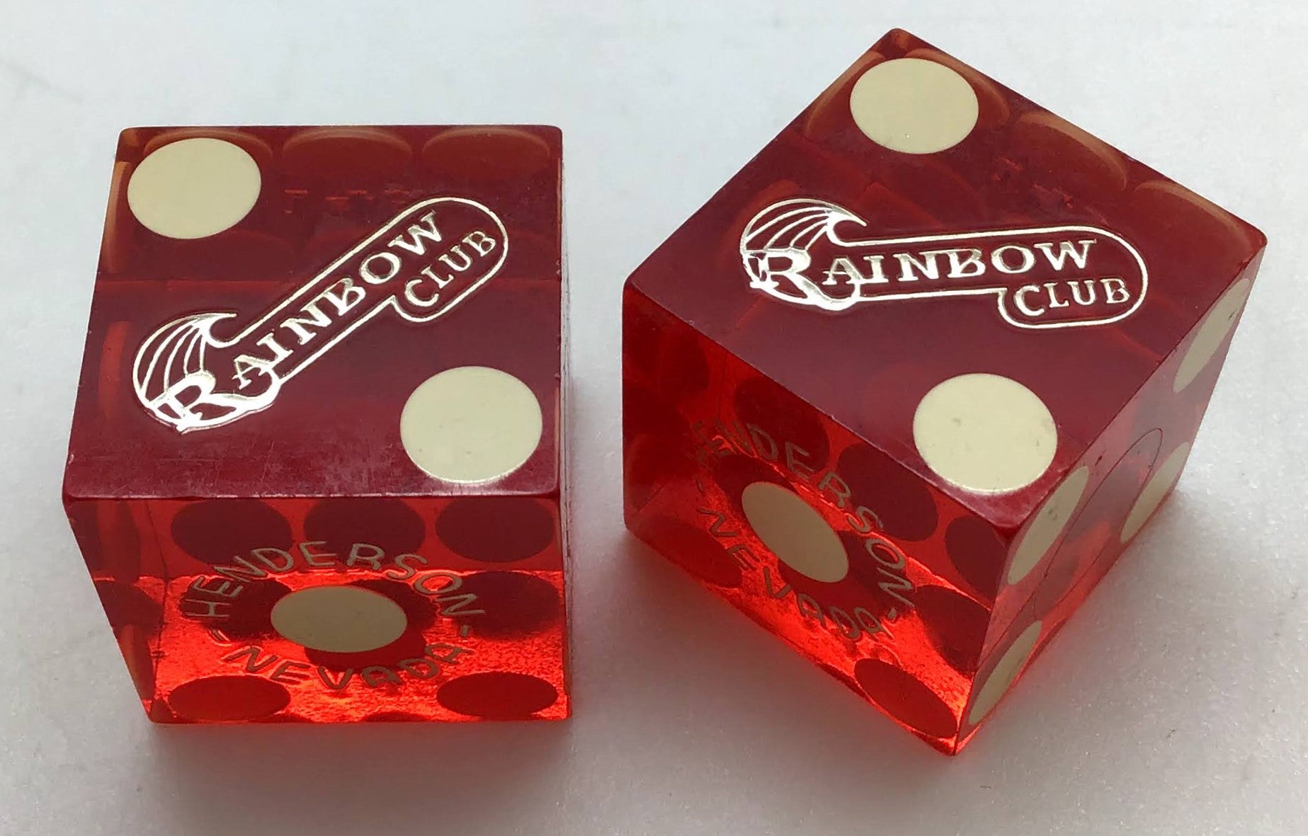 Rainbow Club Casino Las Vegas Nevada Dice Pair Red