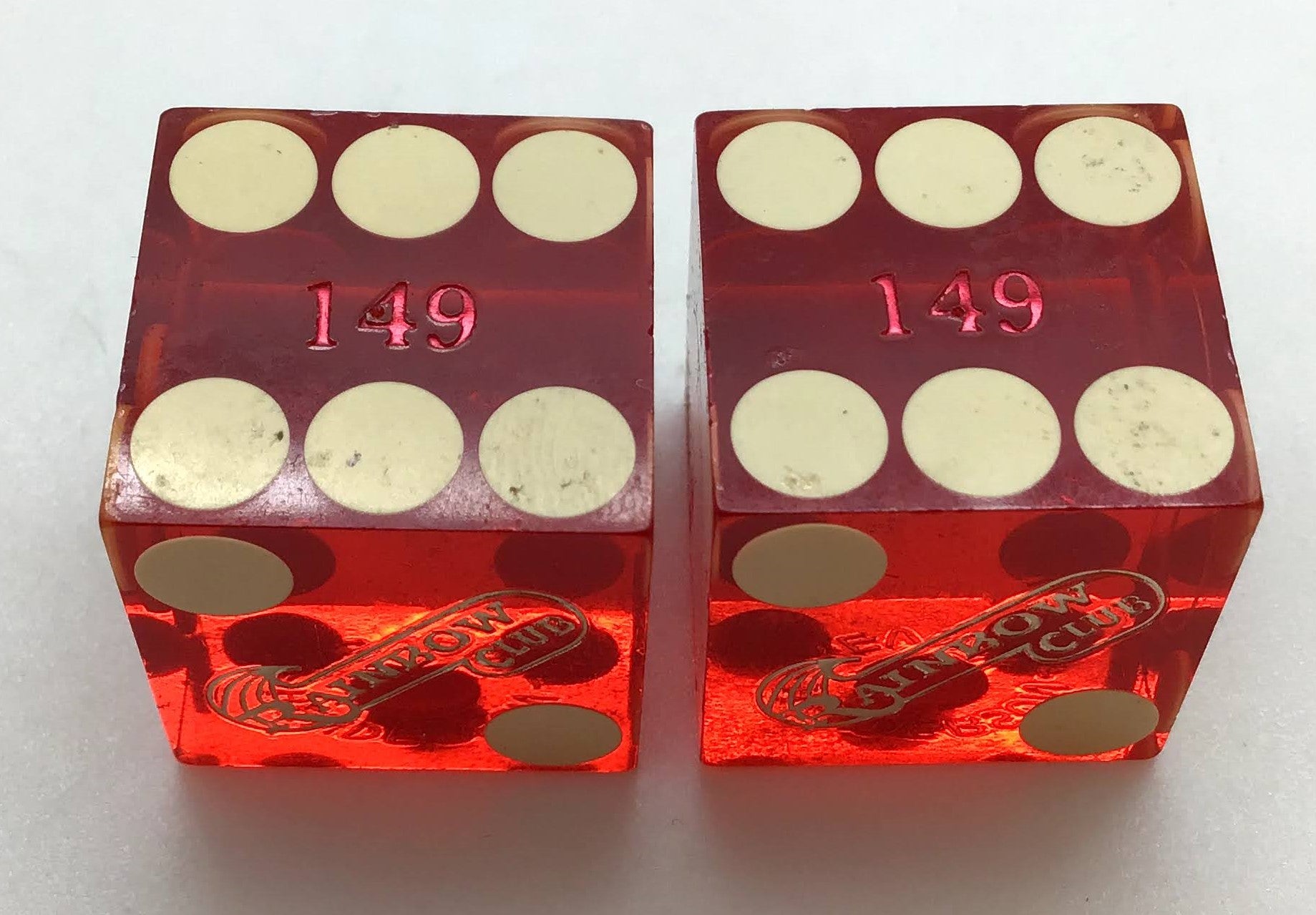 Rainbow Club Casino Las Vegas Nevada Dice Pair Red