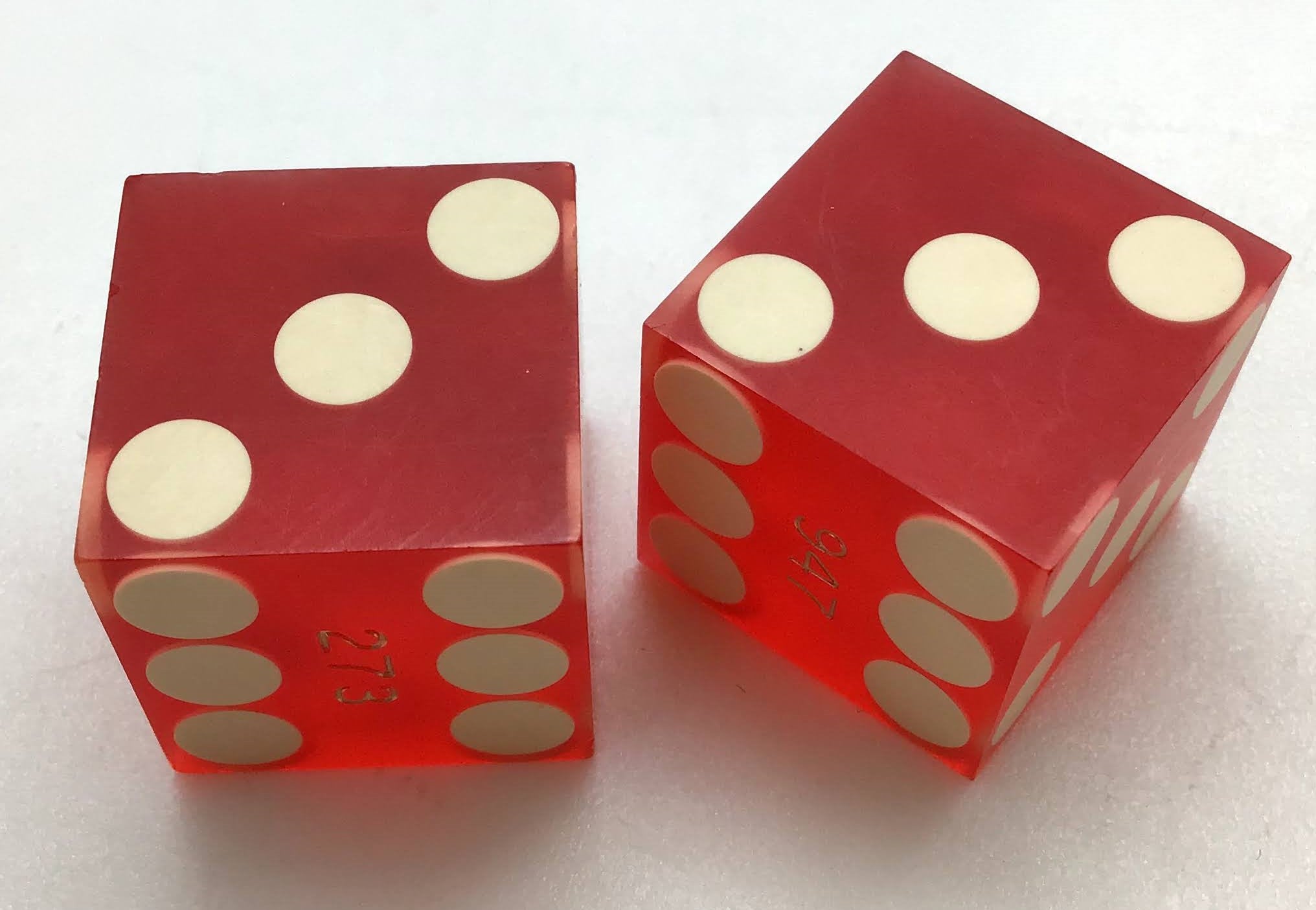 Sands Casino Las Vegas Nevada Dice Pair Red Matching Numbers