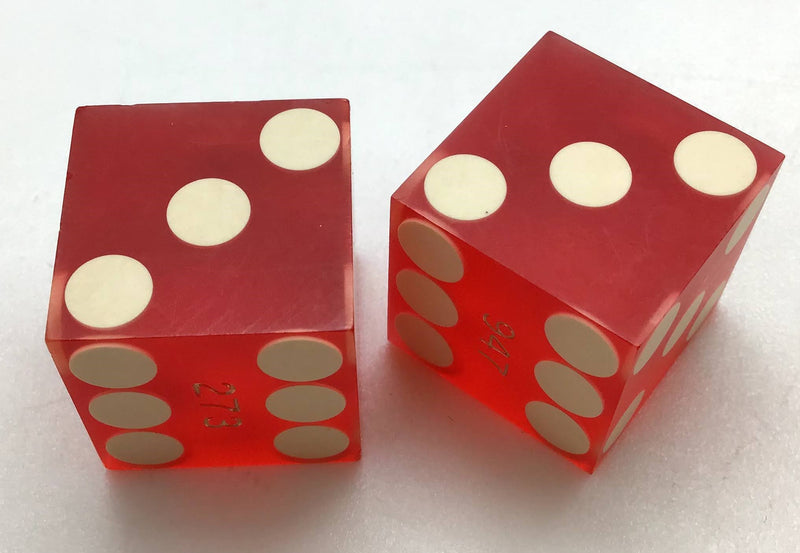 Sands Casino Las Vegas Nevada Dice Pair Red Matching Numbers