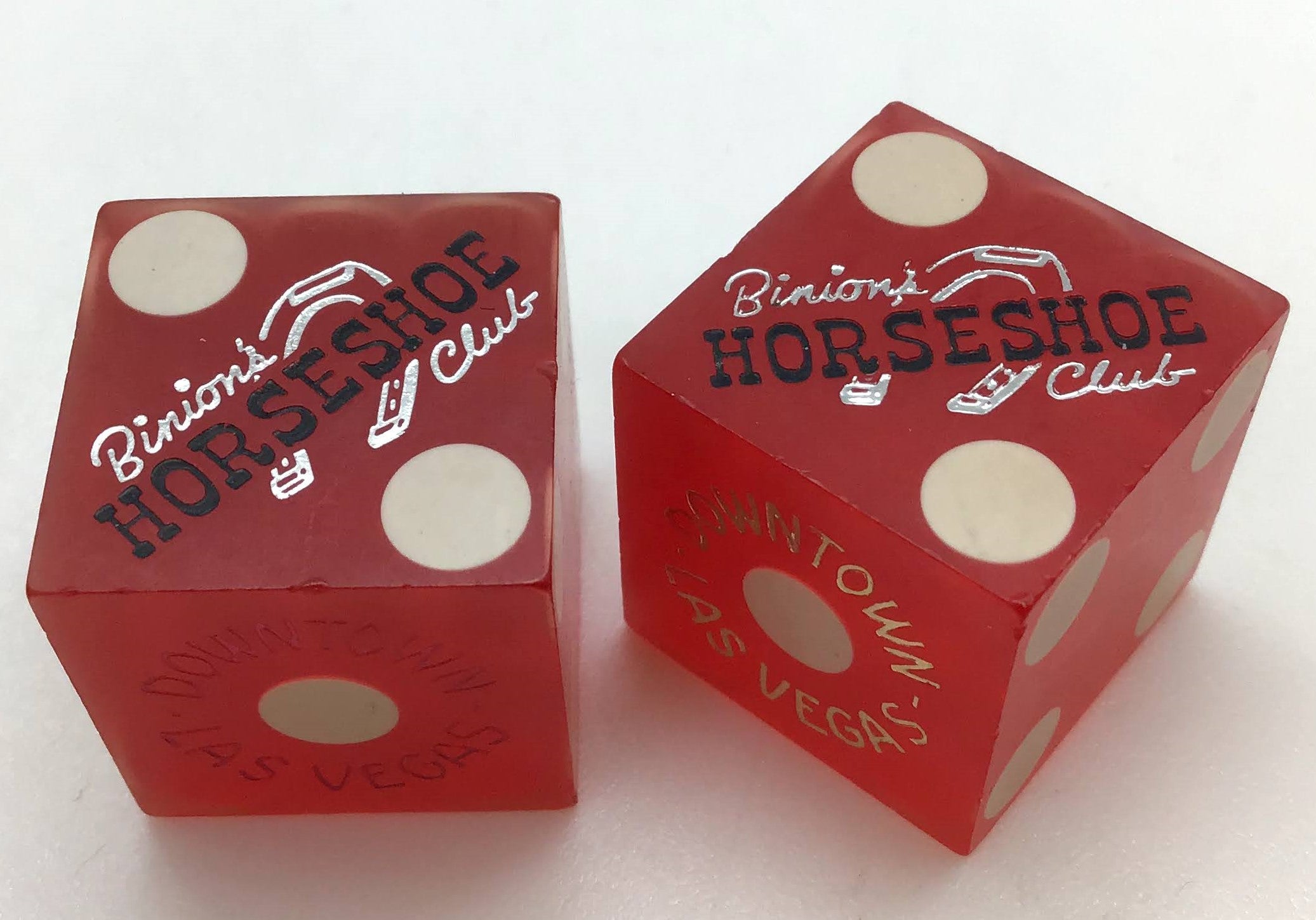 Binion's Horseshoe Club Las Vegas Red Dice Pair Vintage