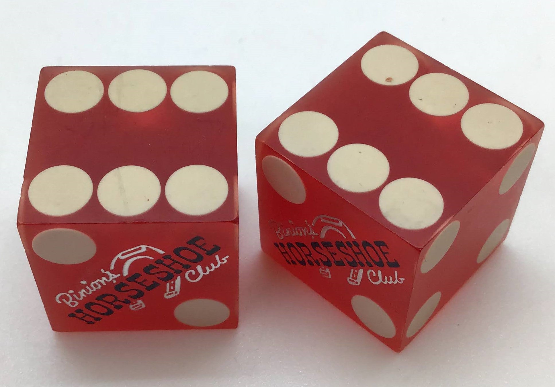 Binion's Horseshoe Club Las Vegas Red Dice Pair Vintage