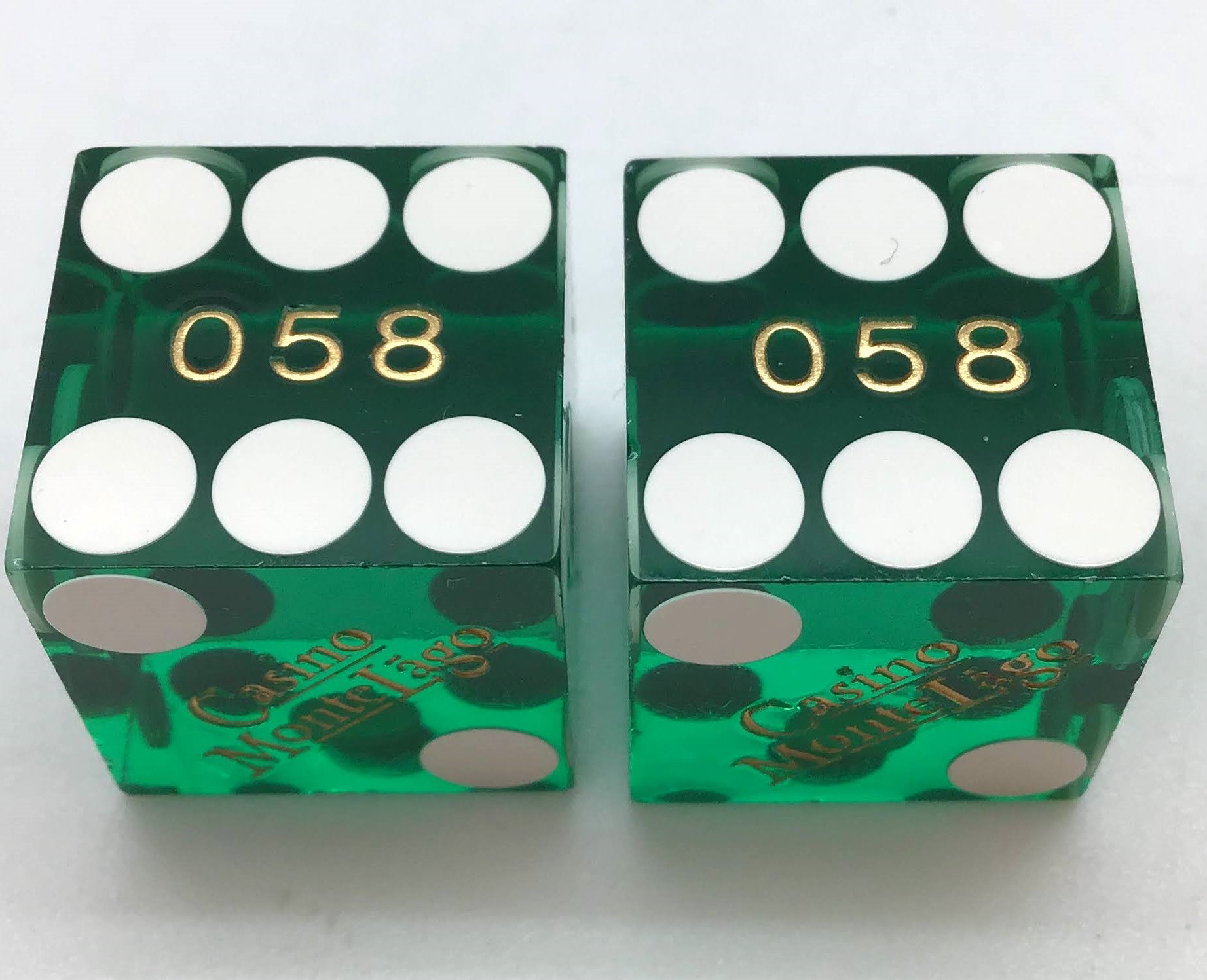 Casino Montelago Henderson Nevada Green Dice Pair Matching Numbers