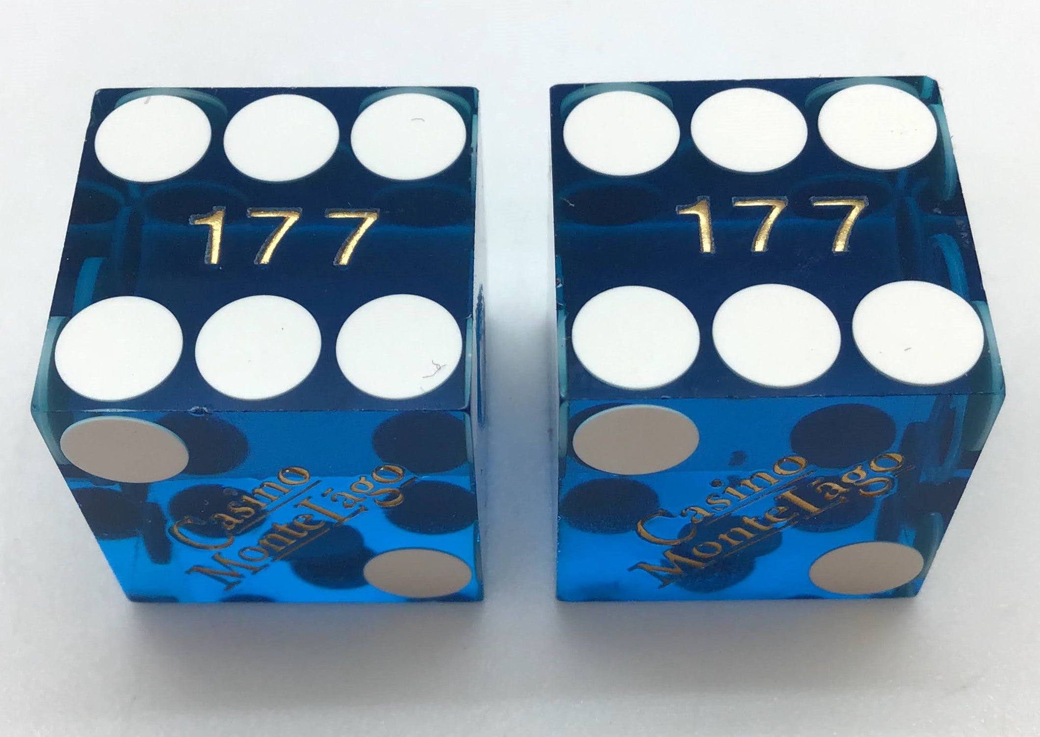 Casino Montelago Henderson Nevada Blue Dice Pair Matching Numbers