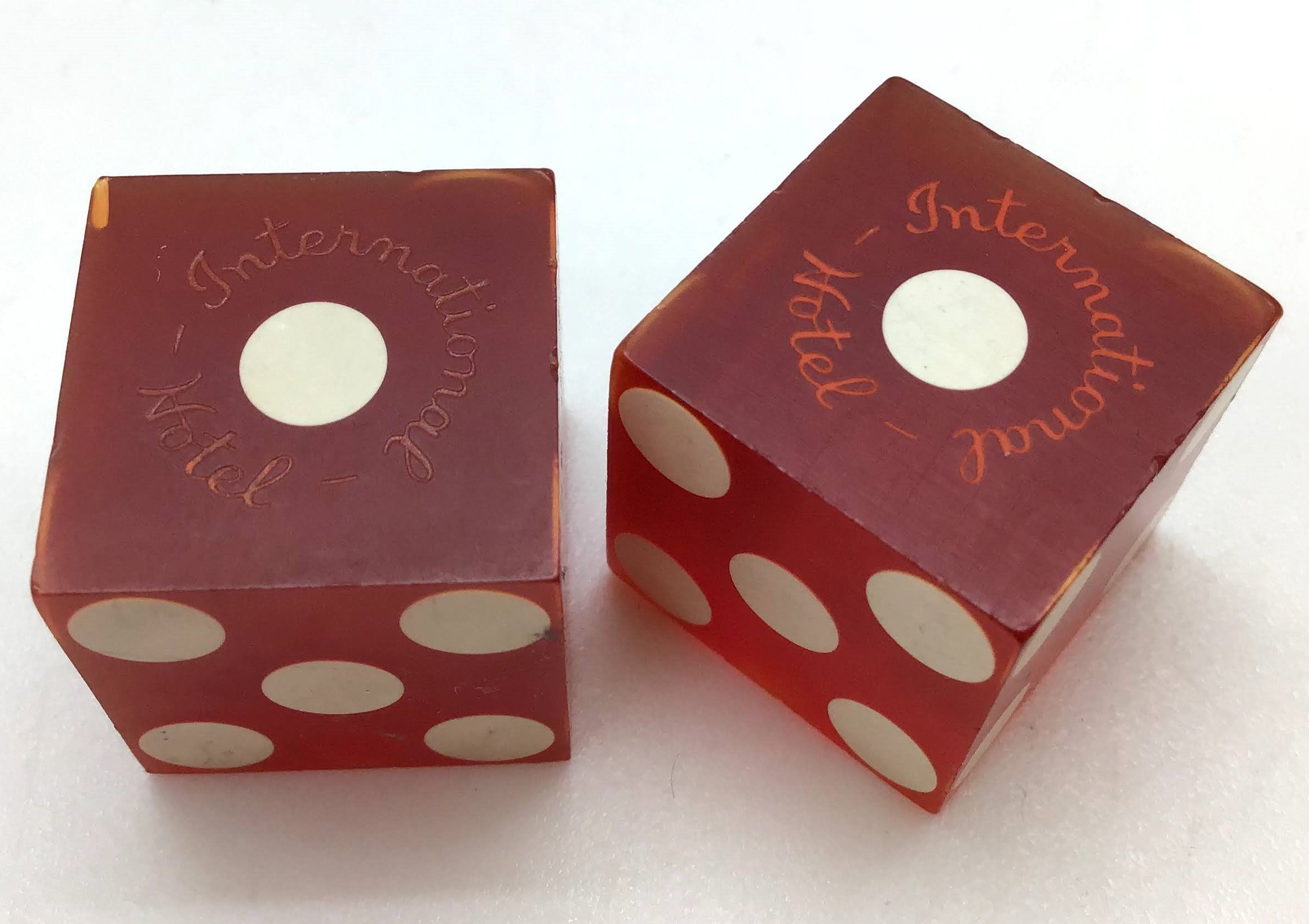 International Hotel and Casino Las Vegas Nevada Red Dice Pair