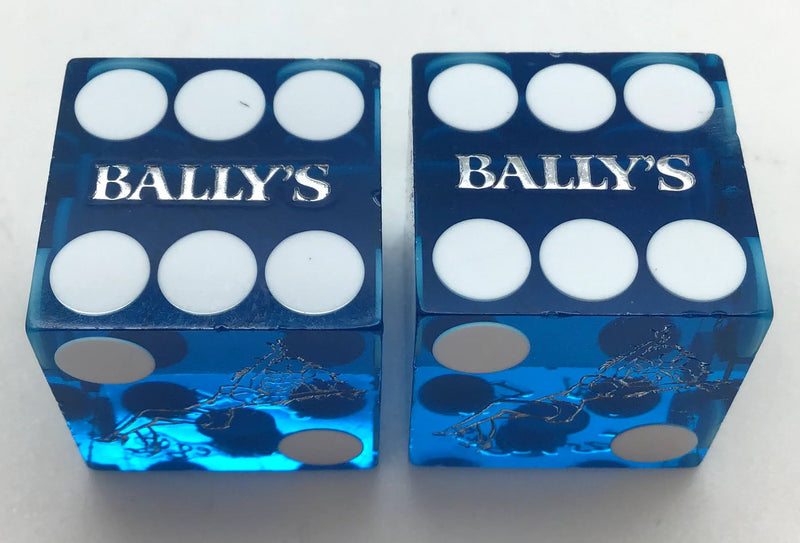 Bally's Casino Las Vegas Nevada Blue Polished Dice Pair Showgirl