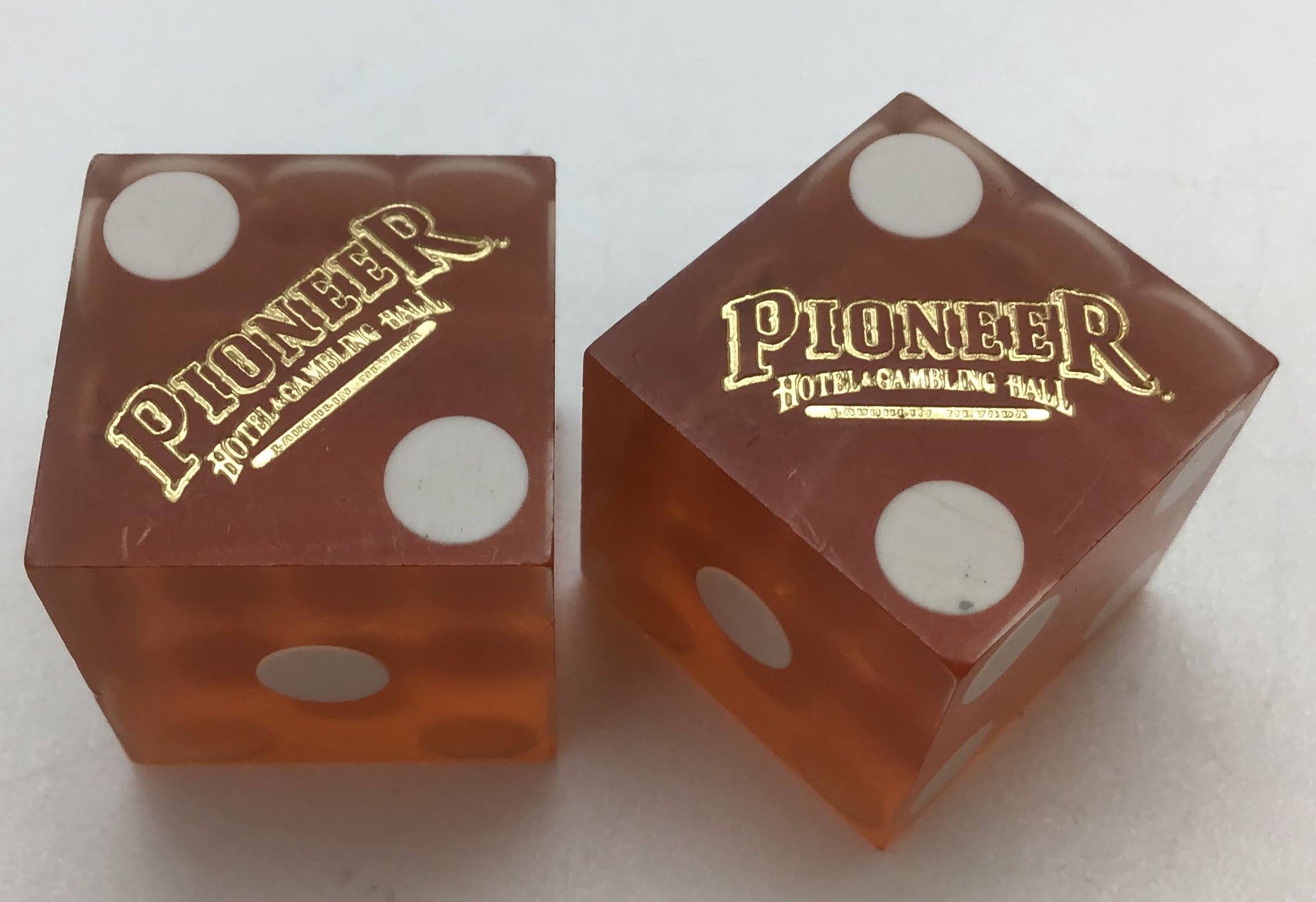 Pioneer Hotel Red Dice Pair Matching Logo