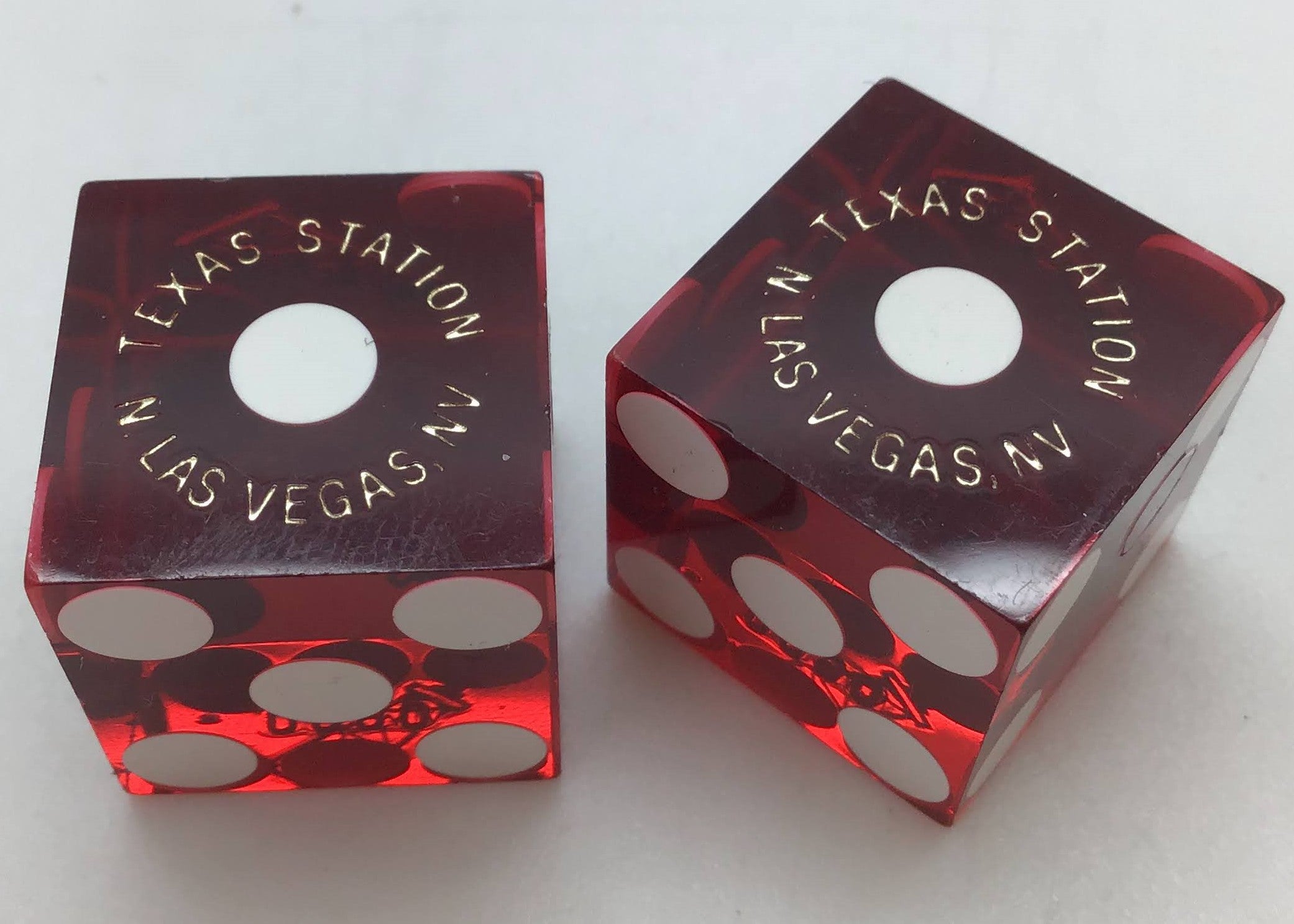 Texas Station Casino Las Vegas Nevada Dice Pair Red Matching Numbers