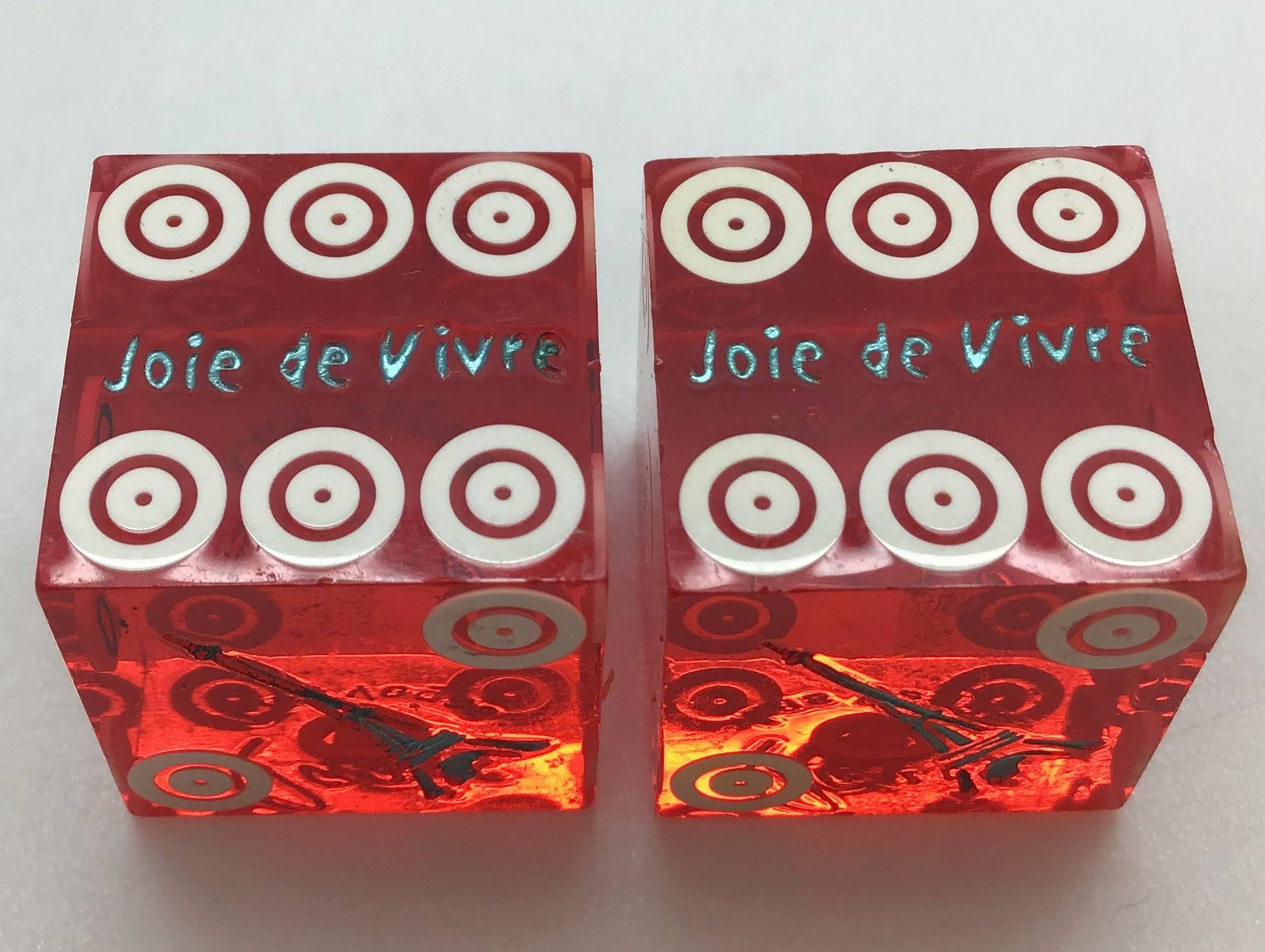 Paris Casino Las Vegas Nevada Dice Pair Red Matching Numbers