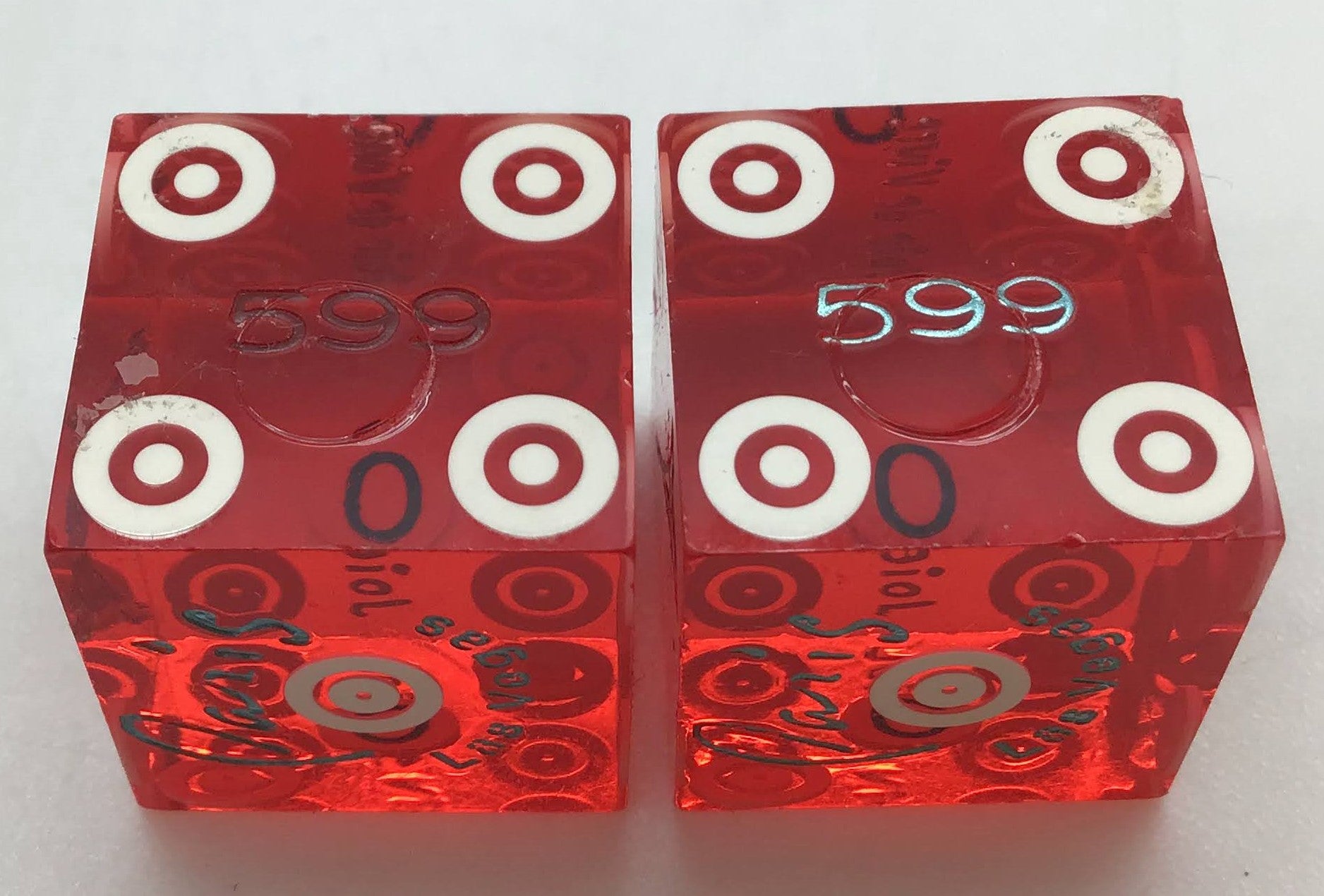 Paris Casino Las Vegas Nevada Dice Pair Red Matching Numbers