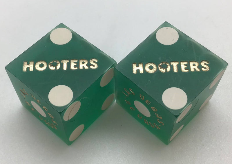 Hooters Las Vegas Green Dice Pair Matching Logos