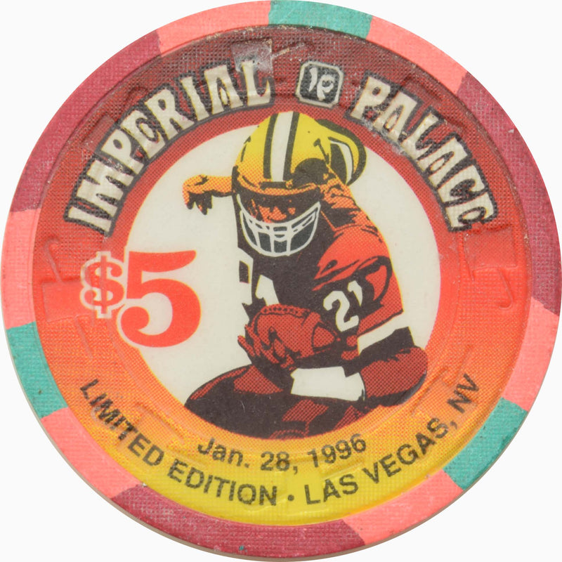 Imperial Palace Casino Las Vegas Nevada $5 Football Jan 28 Chip 1996