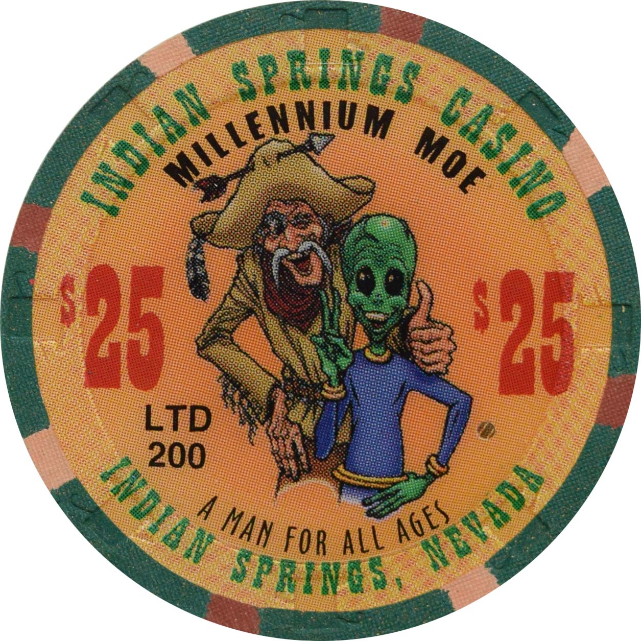 Indian Springs Casino Indian Springs Nevada $25 Millennium Moe Chip 2000