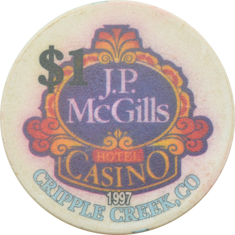 J.P. McGill's Hotel & Casino Cripple Creek Colorado $1 Chip