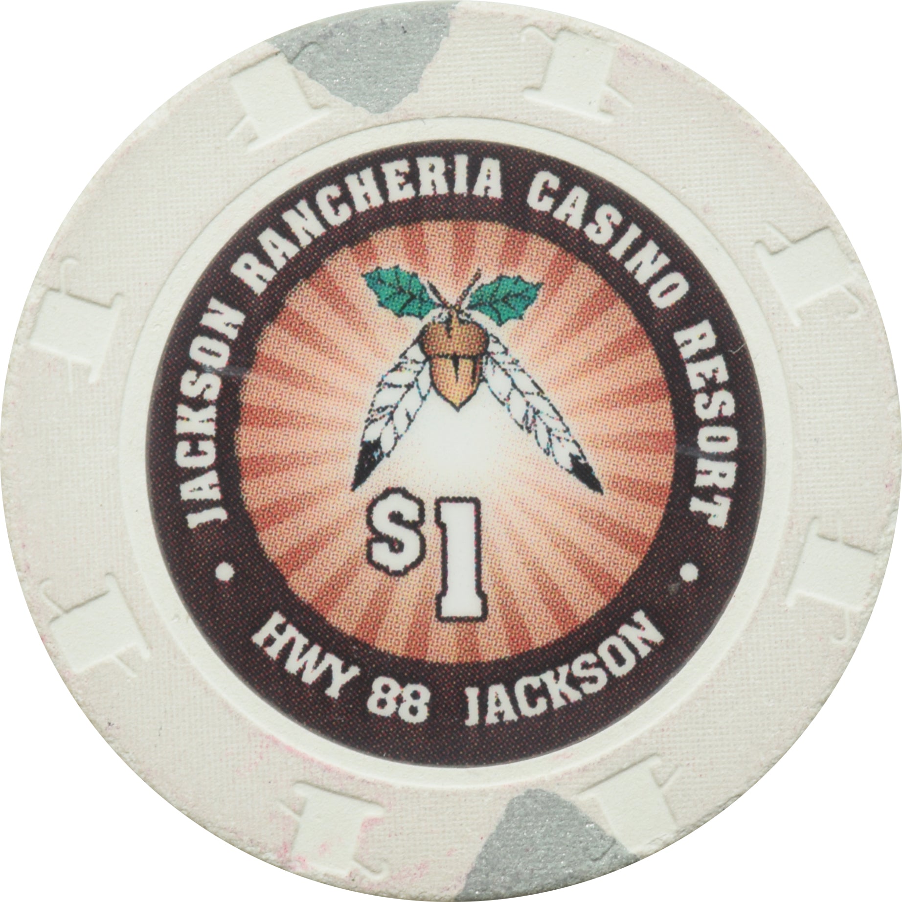 Jackson Rancheria Casino Jackson California $1 RHC Chip